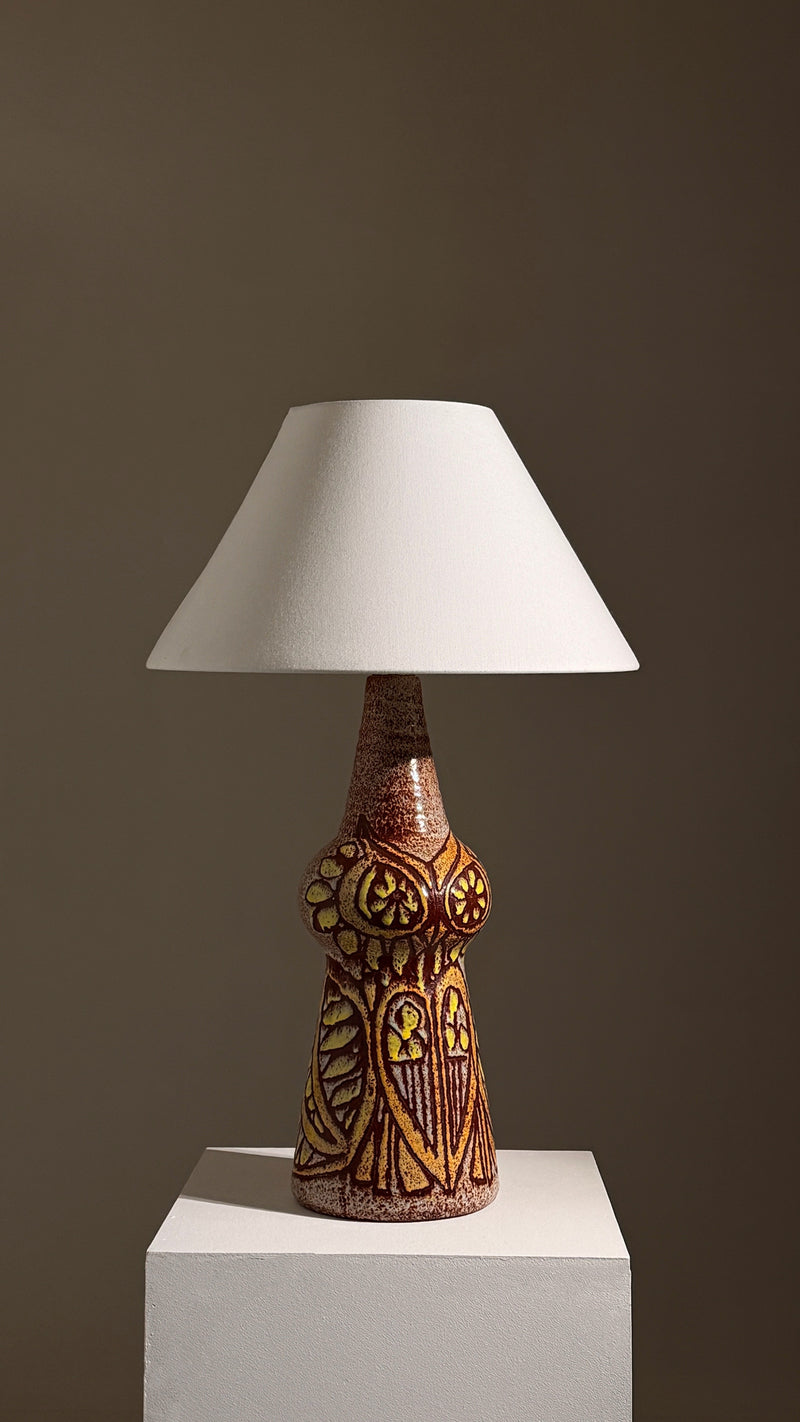 Rare ceramic lamp by the Accolay potters, France, circa 1960 | The Oblist — handcrafted, earthy tones