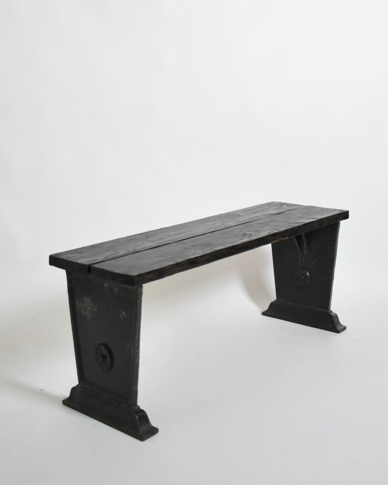 Skoglund & Olson Cast Iron Bench, 1920s by Barracuda Interiors | The Oblist — vintage black cast iron