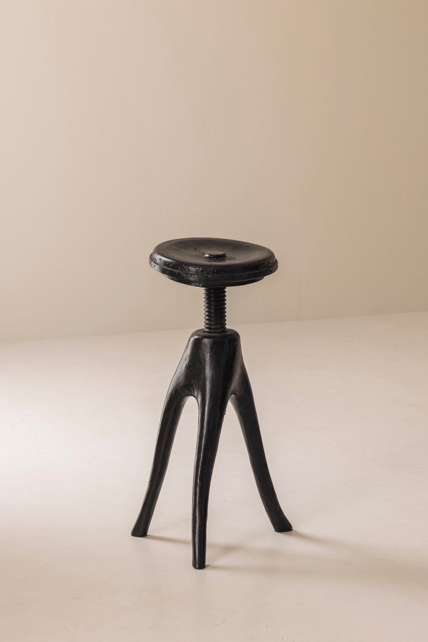 Danish Organic Tripod Stool with Adjustable Seat, Early 20th Century — alternate view