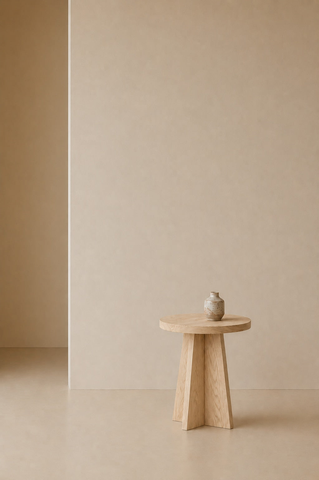 Round Side Table in Oak and Ash - Collection — lifestyle setting