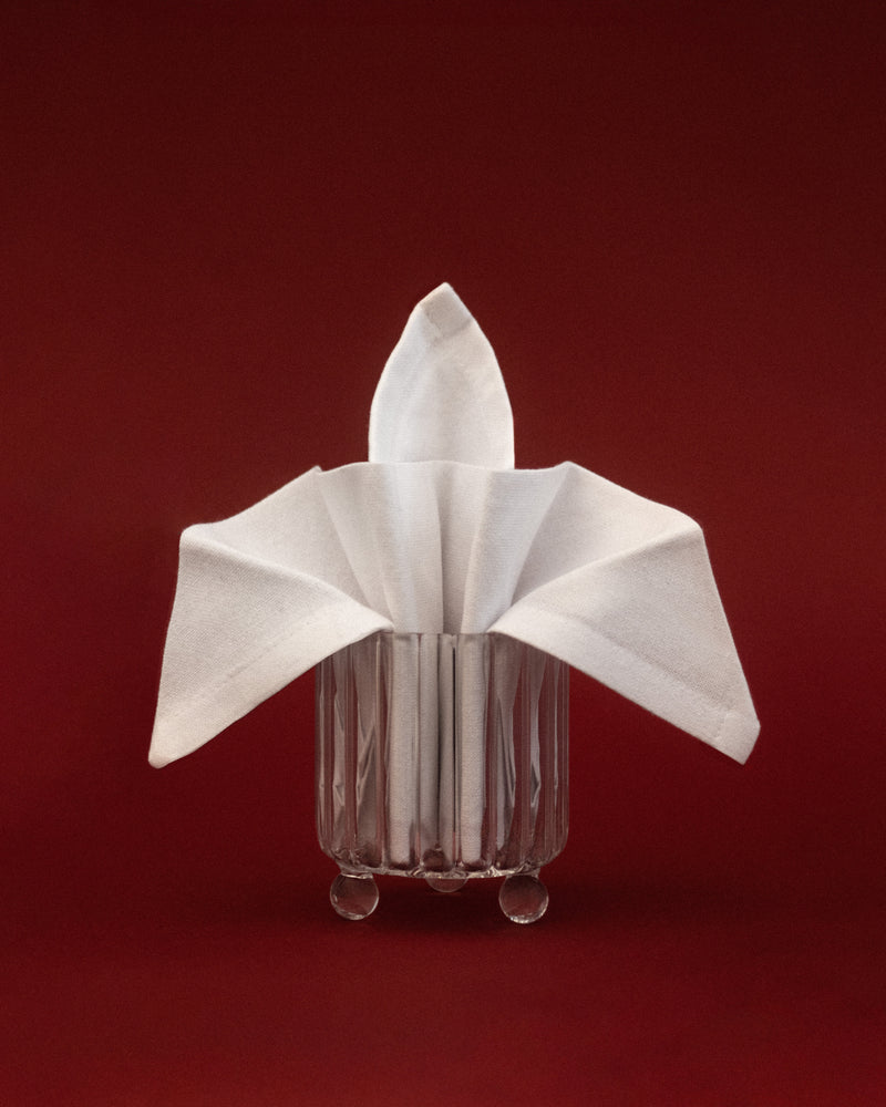 High Spirits — Lowball Glass Clear — close-up with white napkin detail