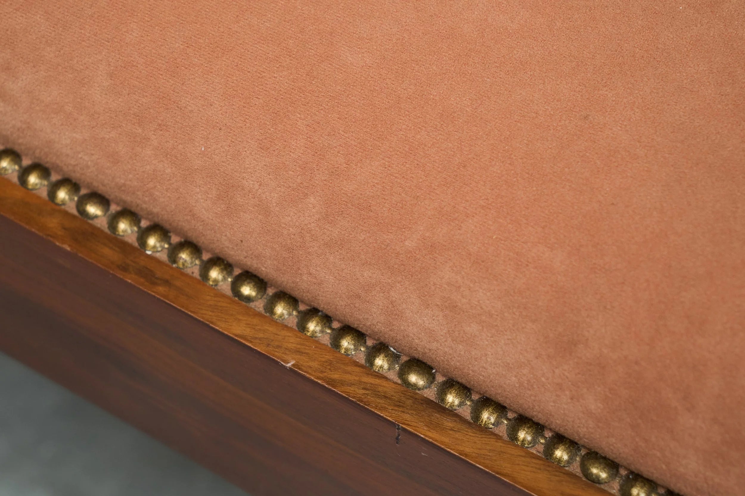 Stunning Art Deco Bench in Burr Burl Walnut and Velvet — view 9