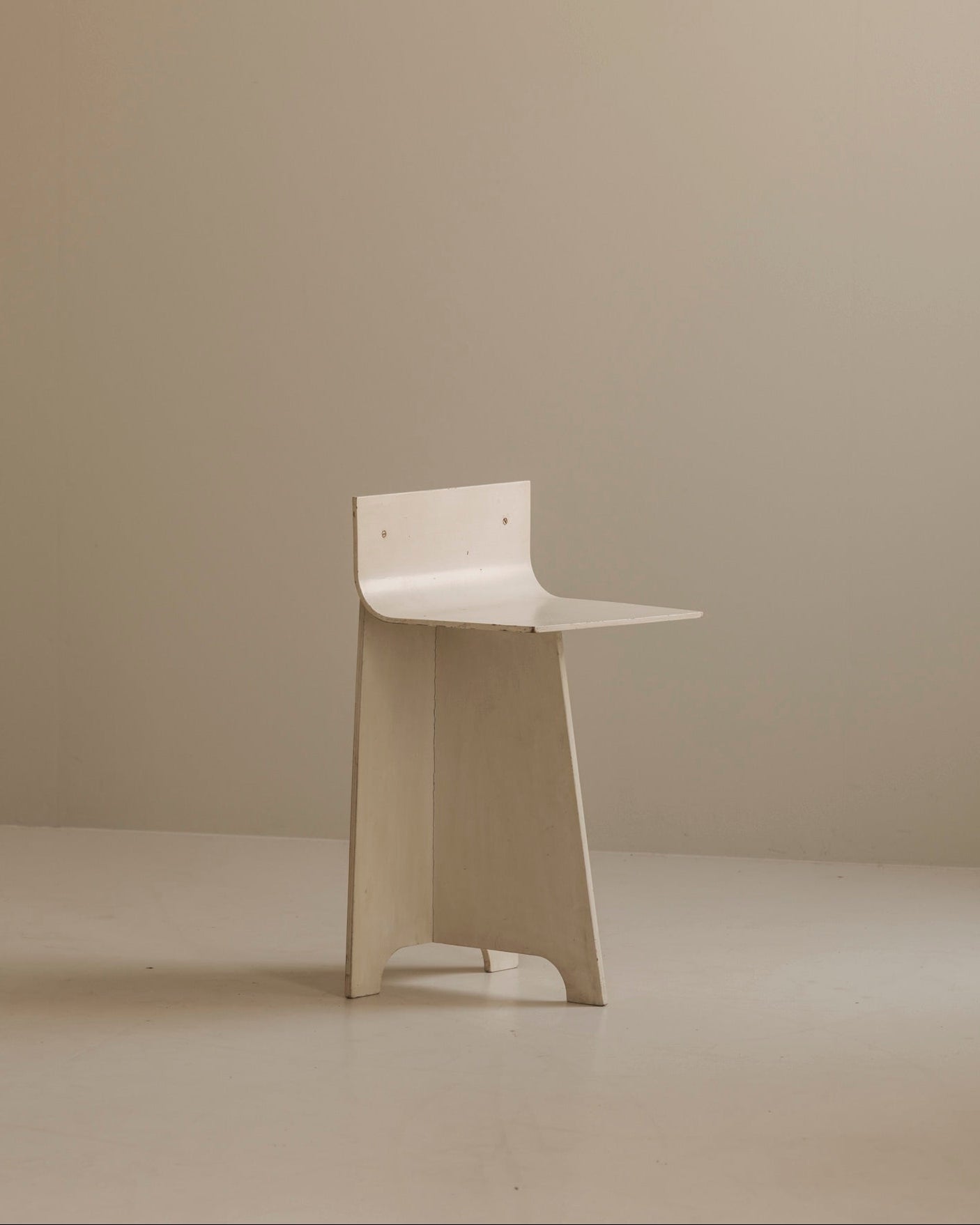 Decorative Sculptural French Off-White Plywood Accent Chair, 1940s — detail view