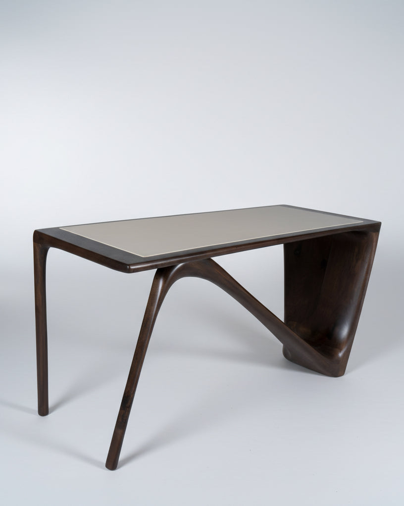 Sculptural Astra Desk in Walnut wood by Amorph by Amorph | The Oblist
