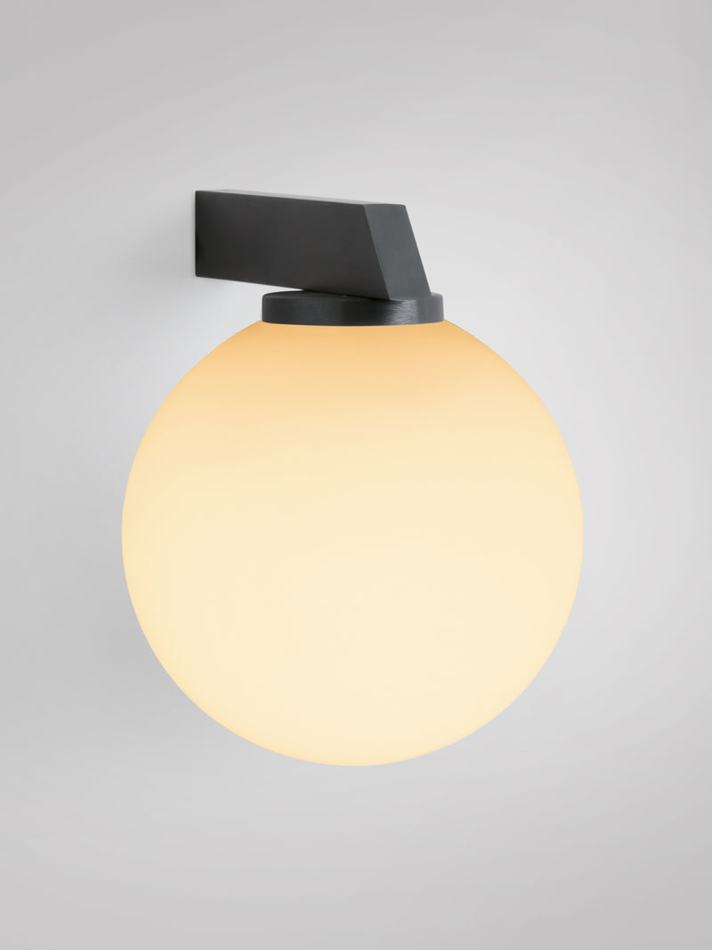 GAIA Wall - Flush — close-up of frosted glass globe and metal mount