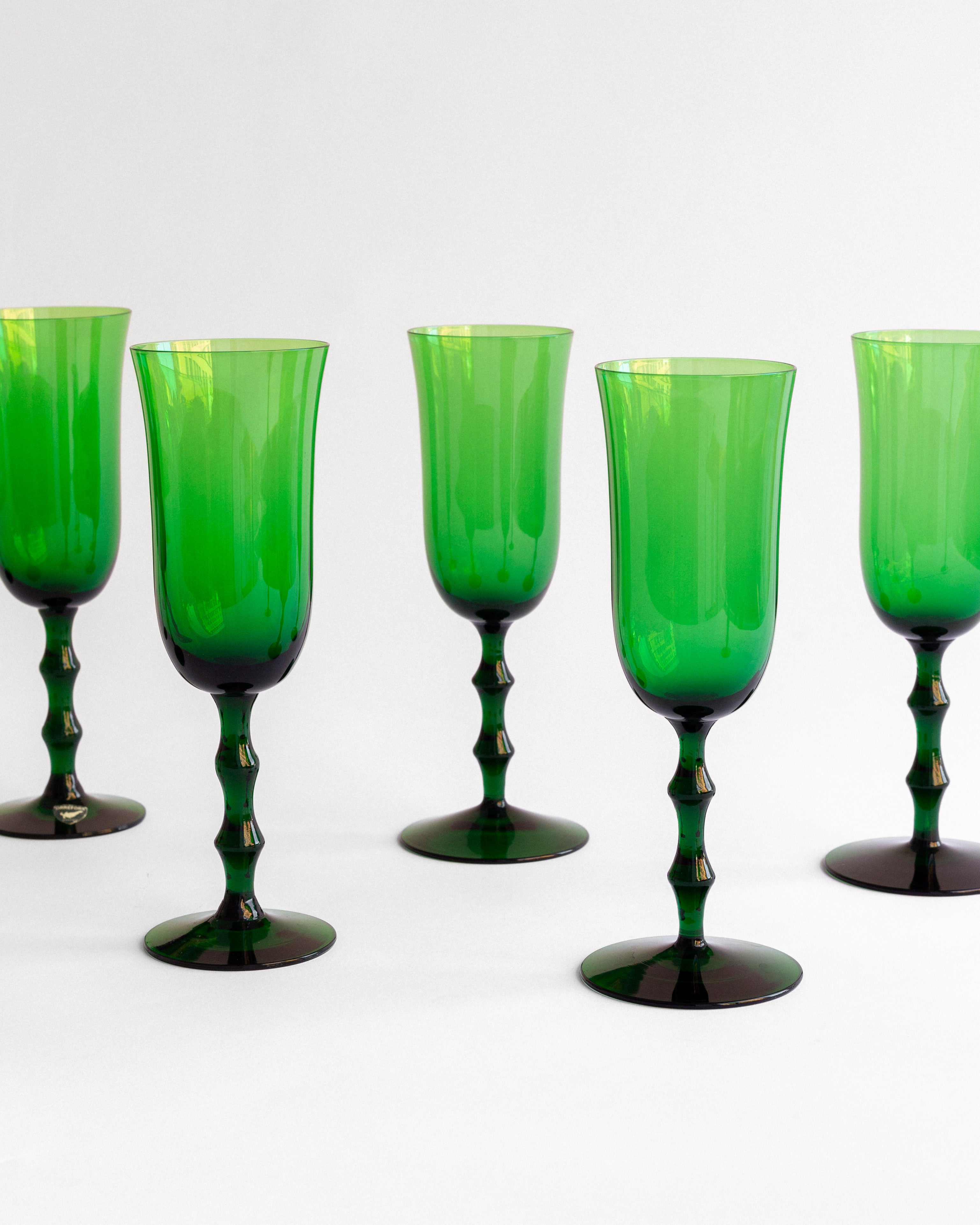 Set of Champagne Flutes by Simon Gate for Orrefors, Sweden — side angle
