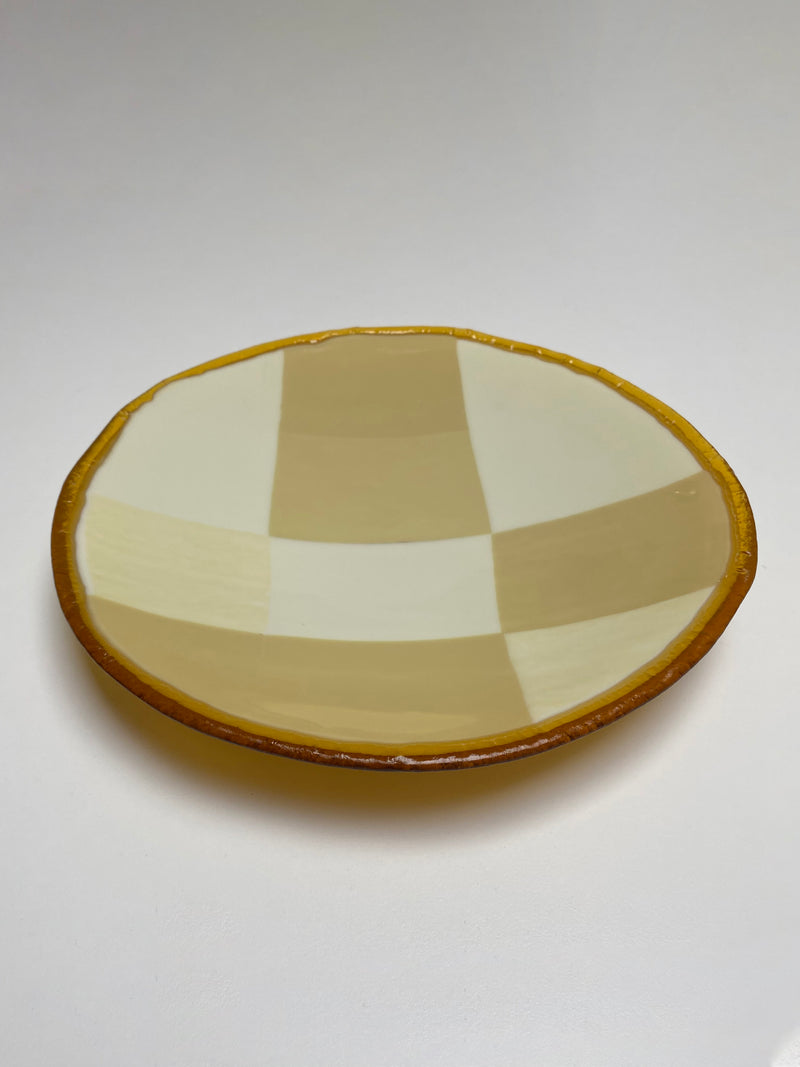 Beige Squares Glass Plate