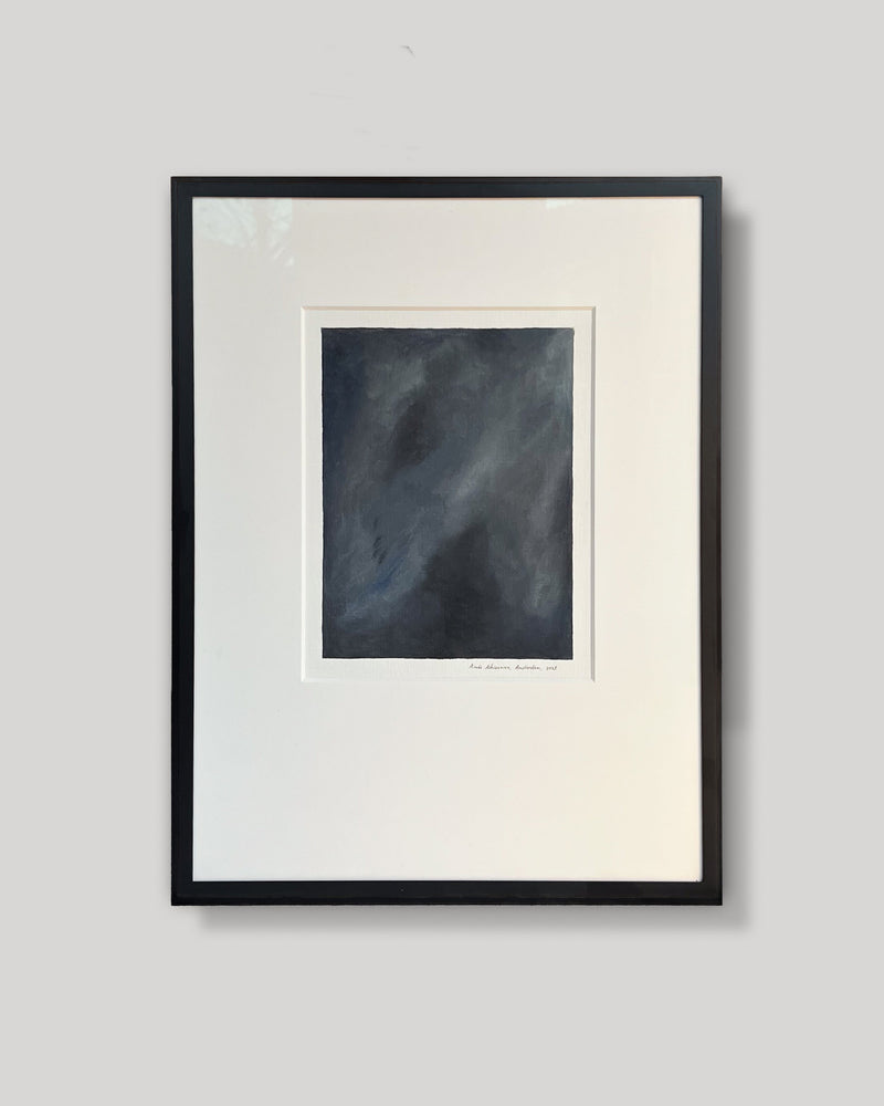 Oil painting on paper by Aimée Adriaansen | The Oblist — dark blue tones, contemporary design