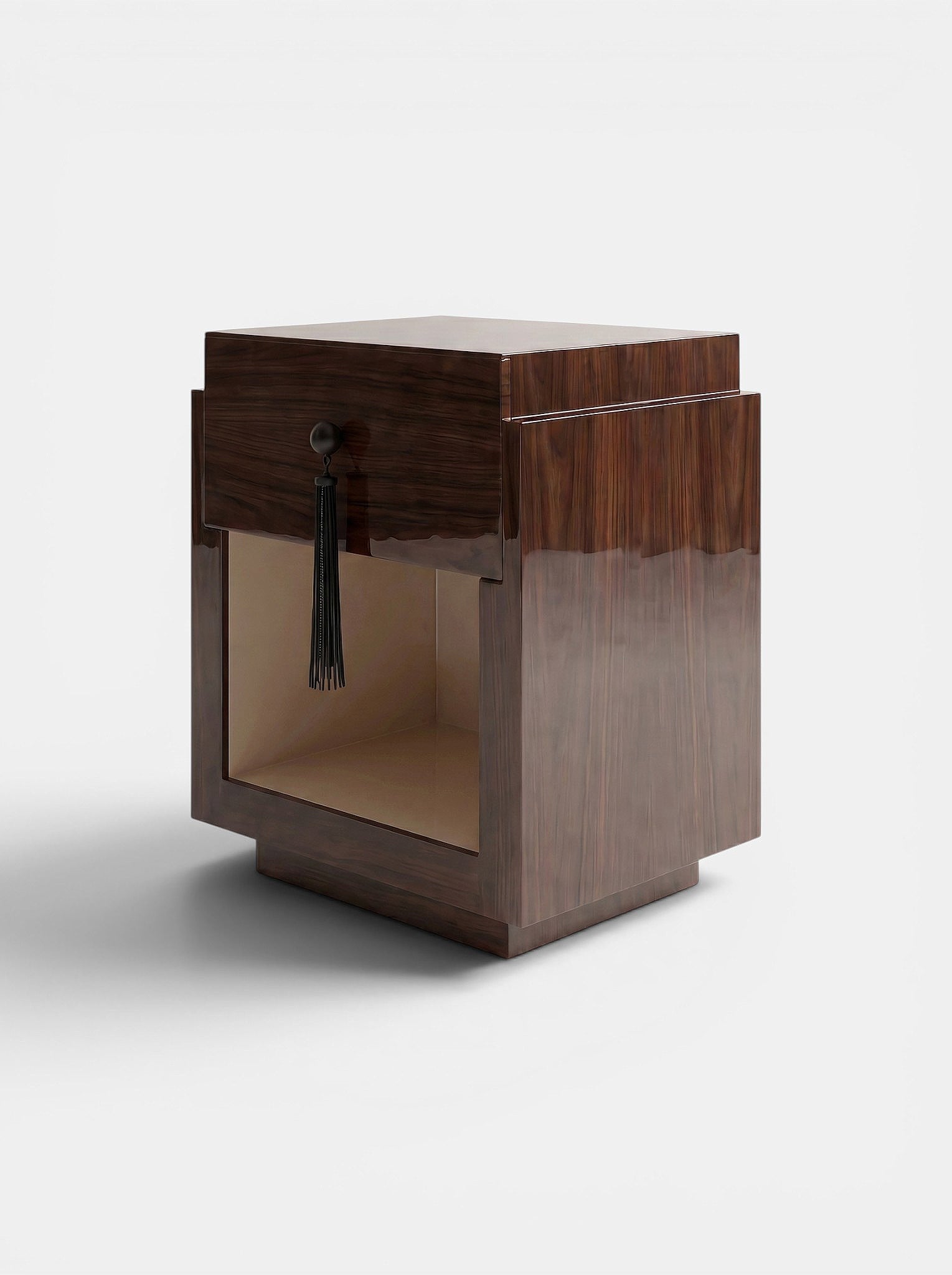 Leo Glossy Wood And Off-white — side angle