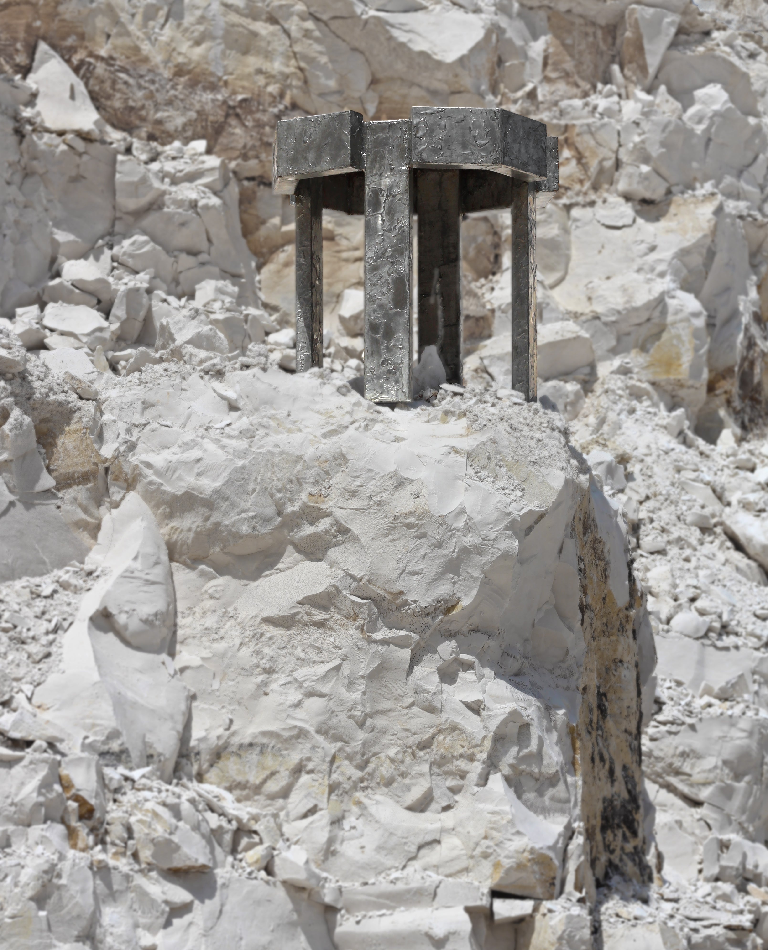 Splav Tin Table (smaller) — top view on textured stone surface