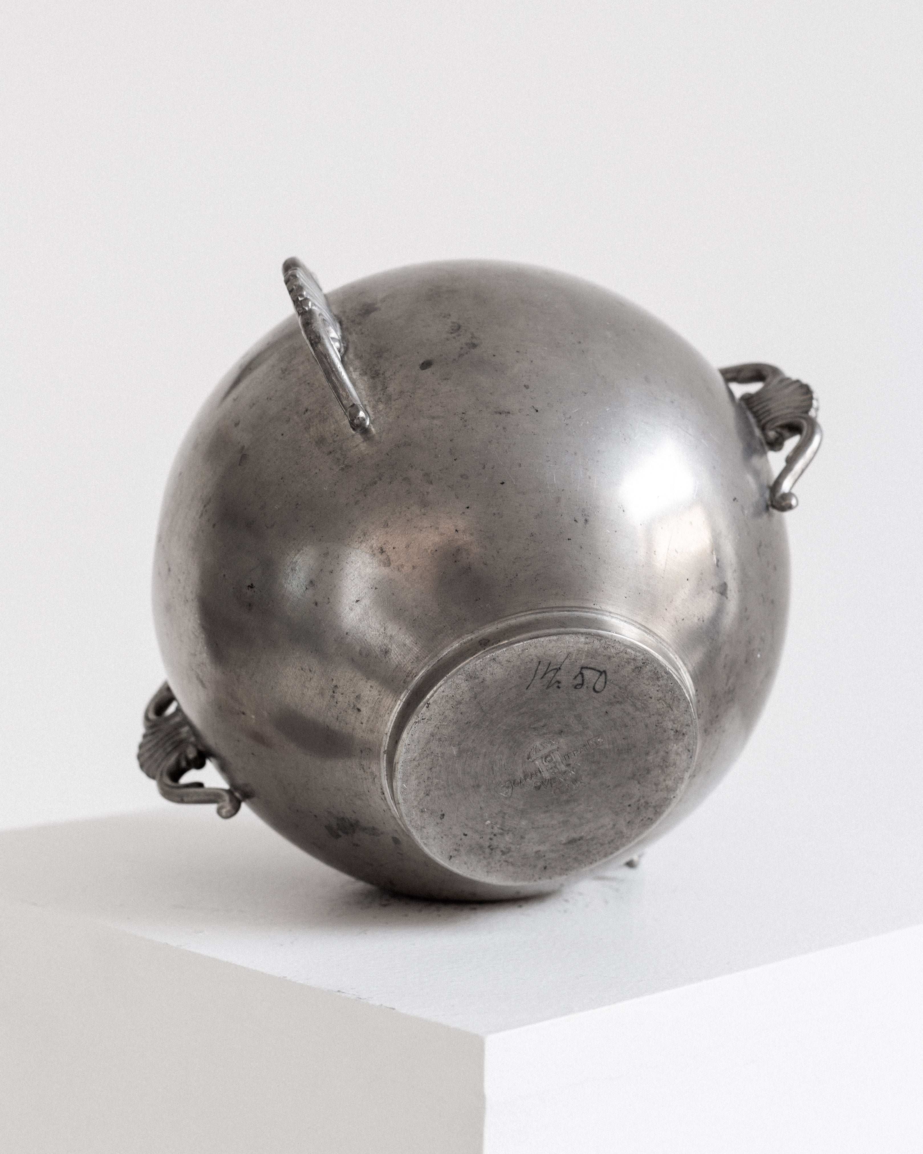 Spherical Art Deco Pewter Vase by C.G. Hallberg, 1934
