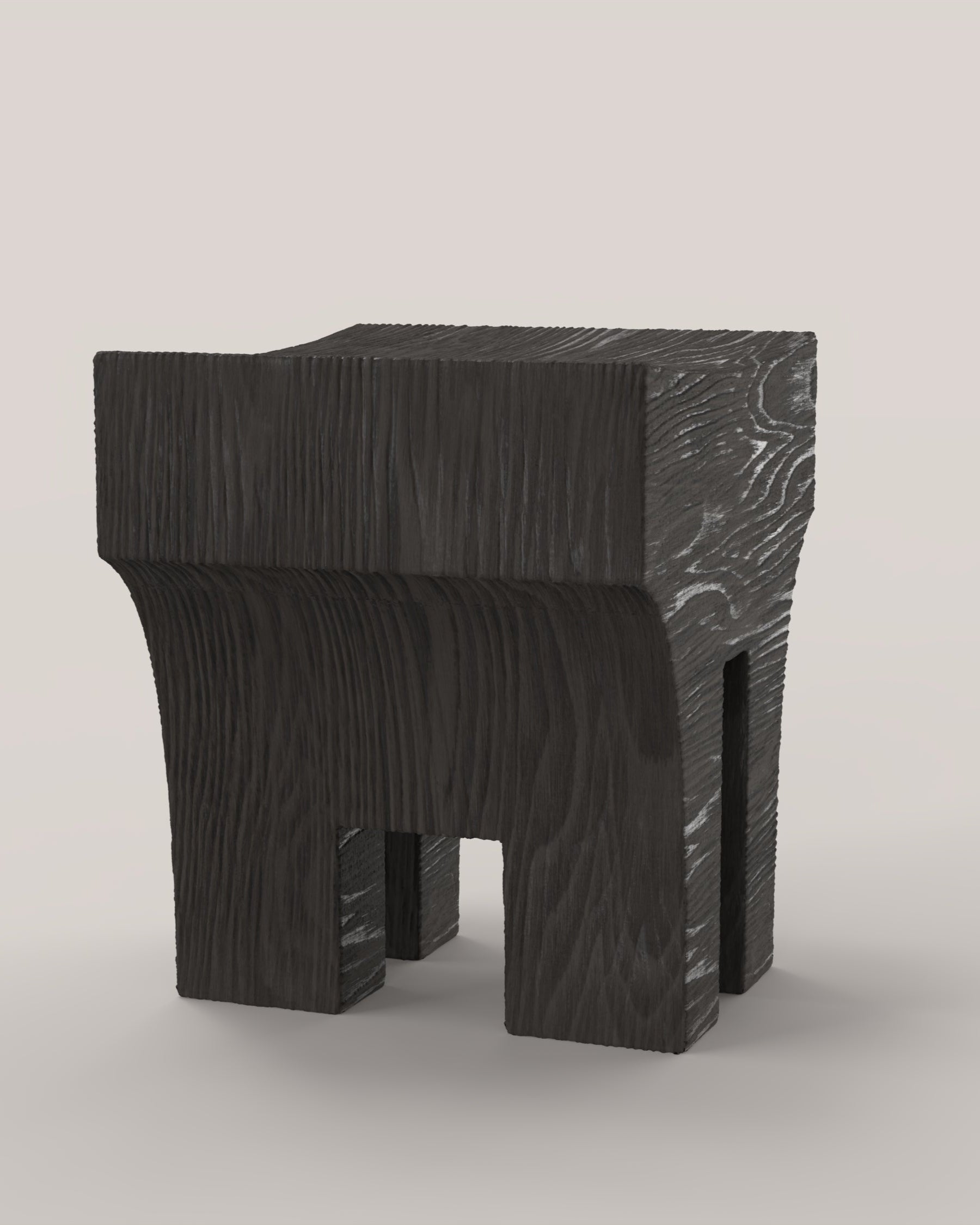 MHONO V1 Stool in Charred Solid Wood