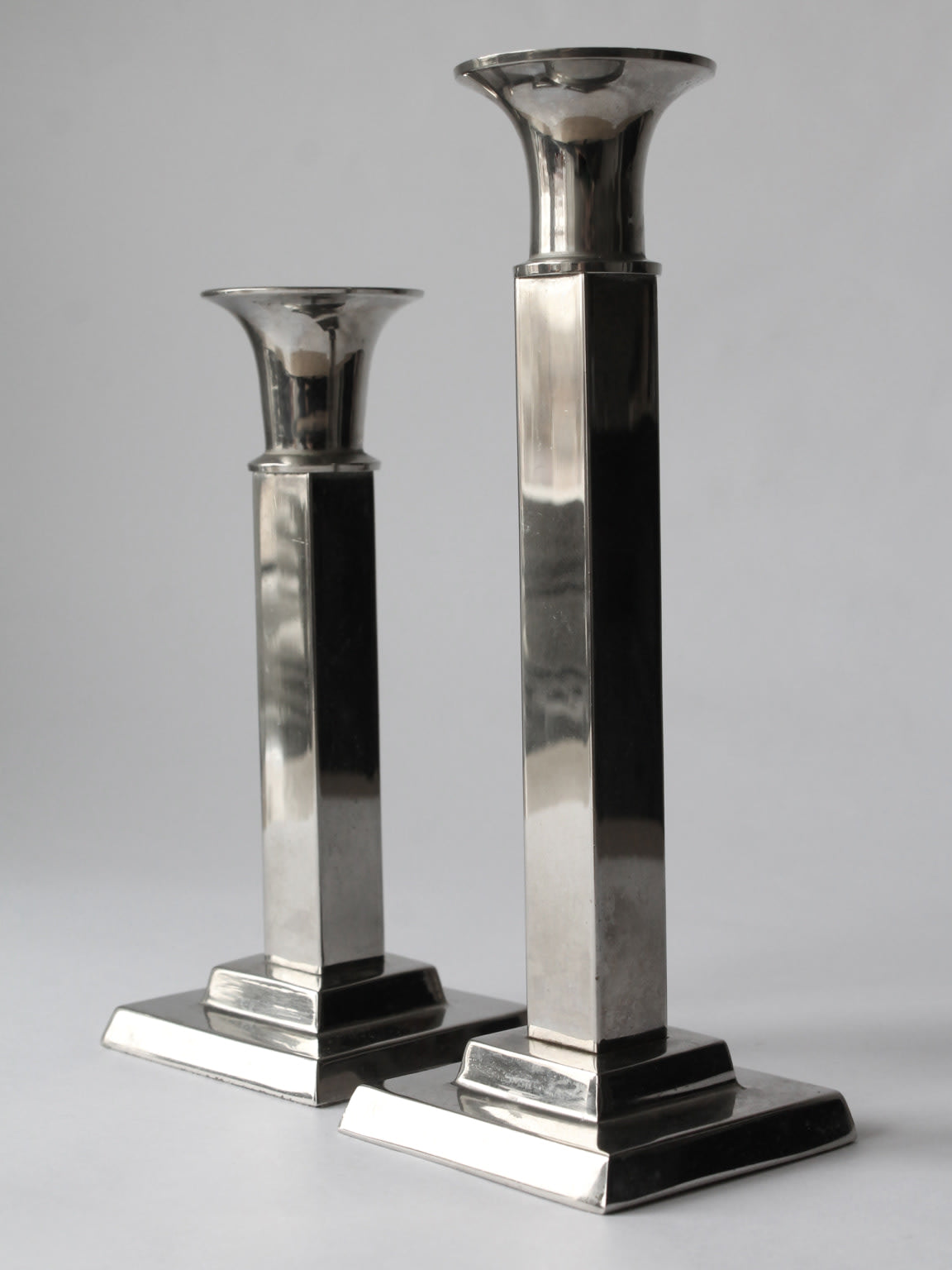 Art Deco Silver Plated Candleholders Set