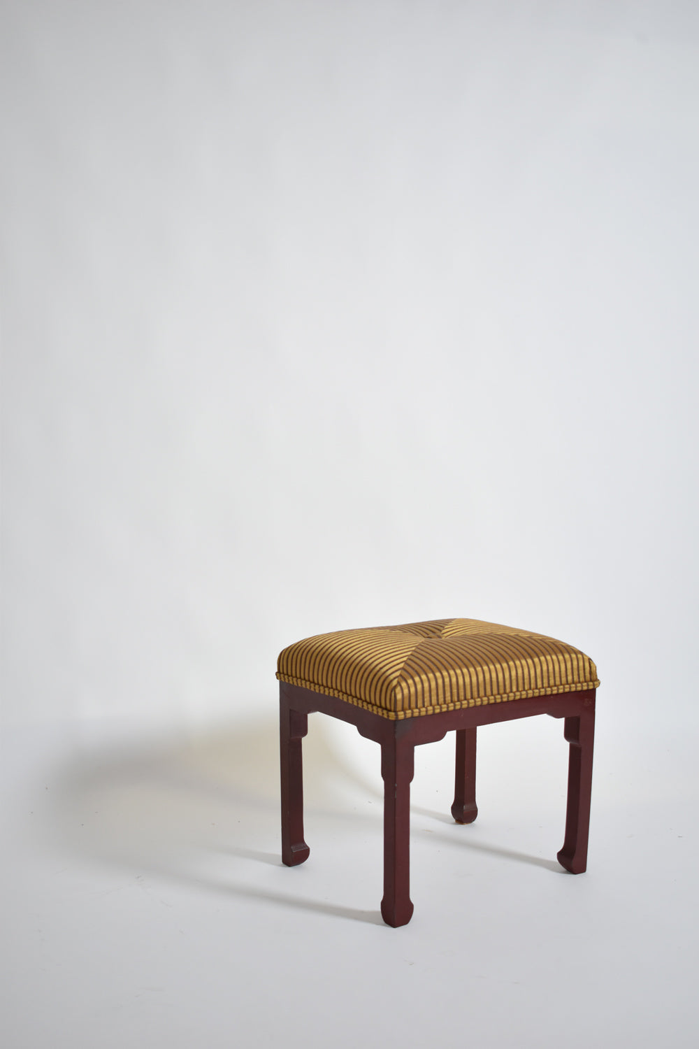 Chinese Style Stool — angled view of striped fabric seat