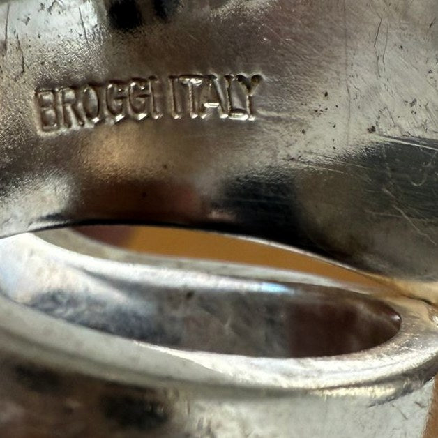 Set of 12 Tasting Spoons by Broggi Milano — close-up of engraved silver handle