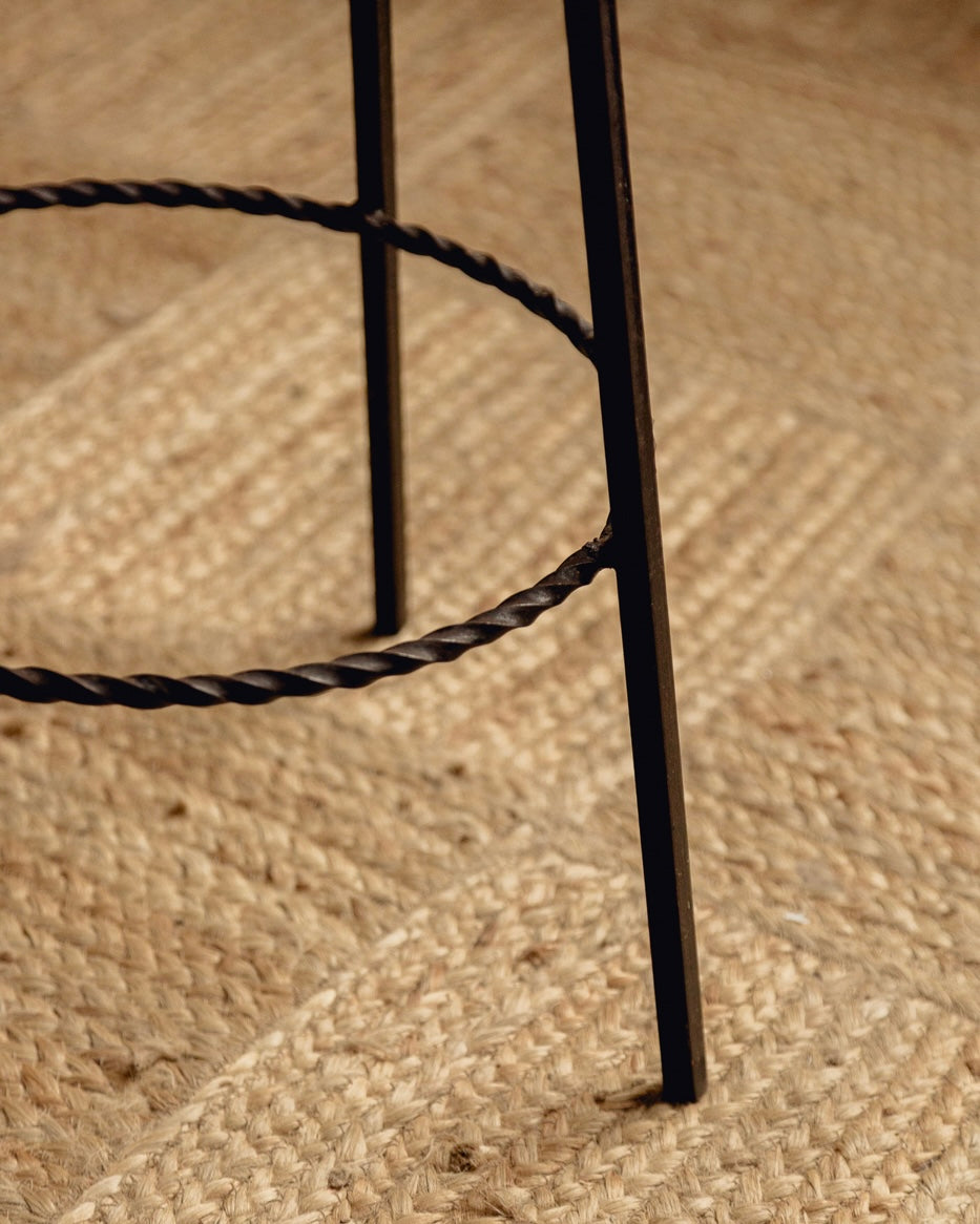 French Wrought Iron Stools — close-up