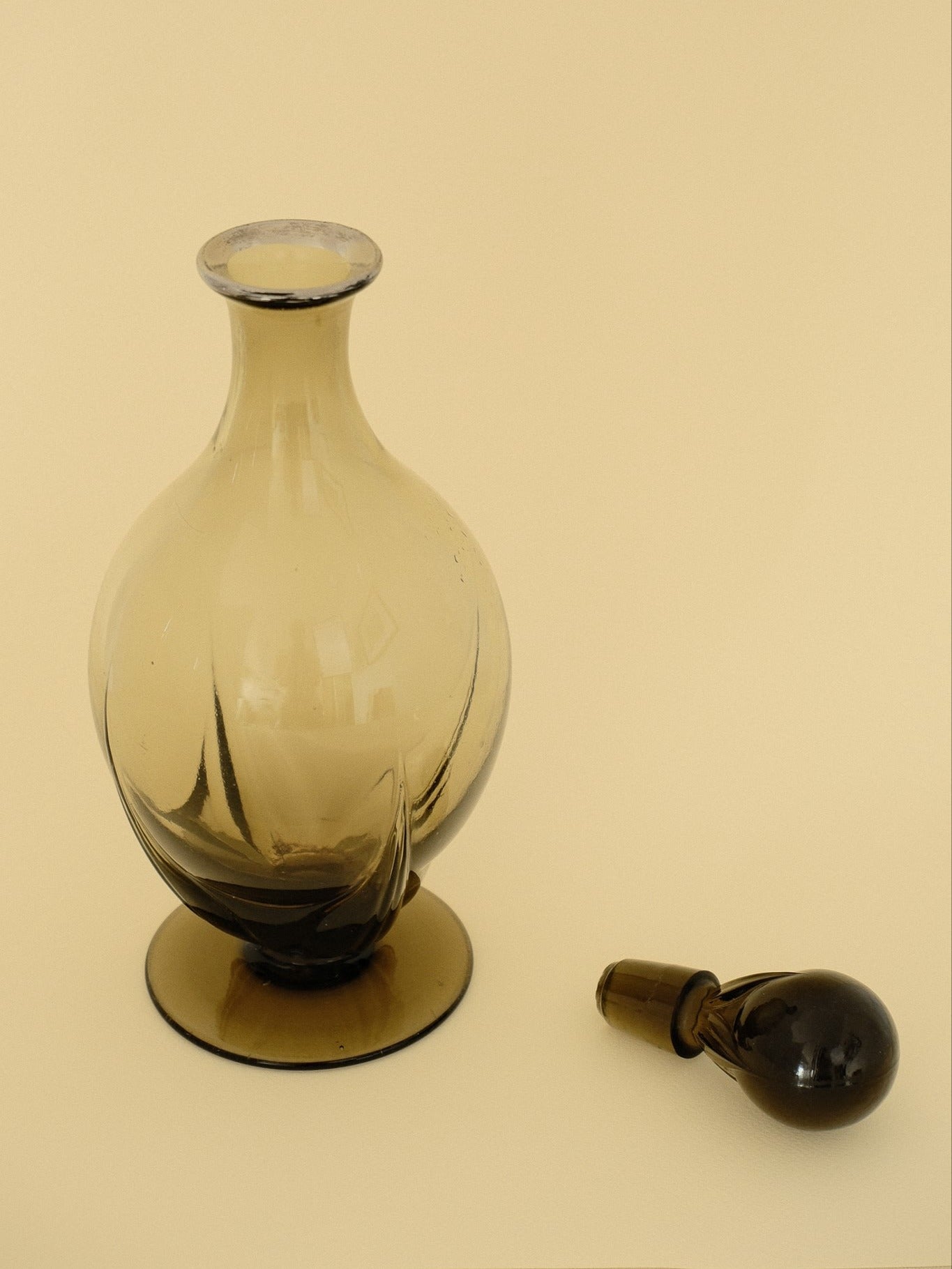 Art Deco Smoked Glass Decanter — detail view