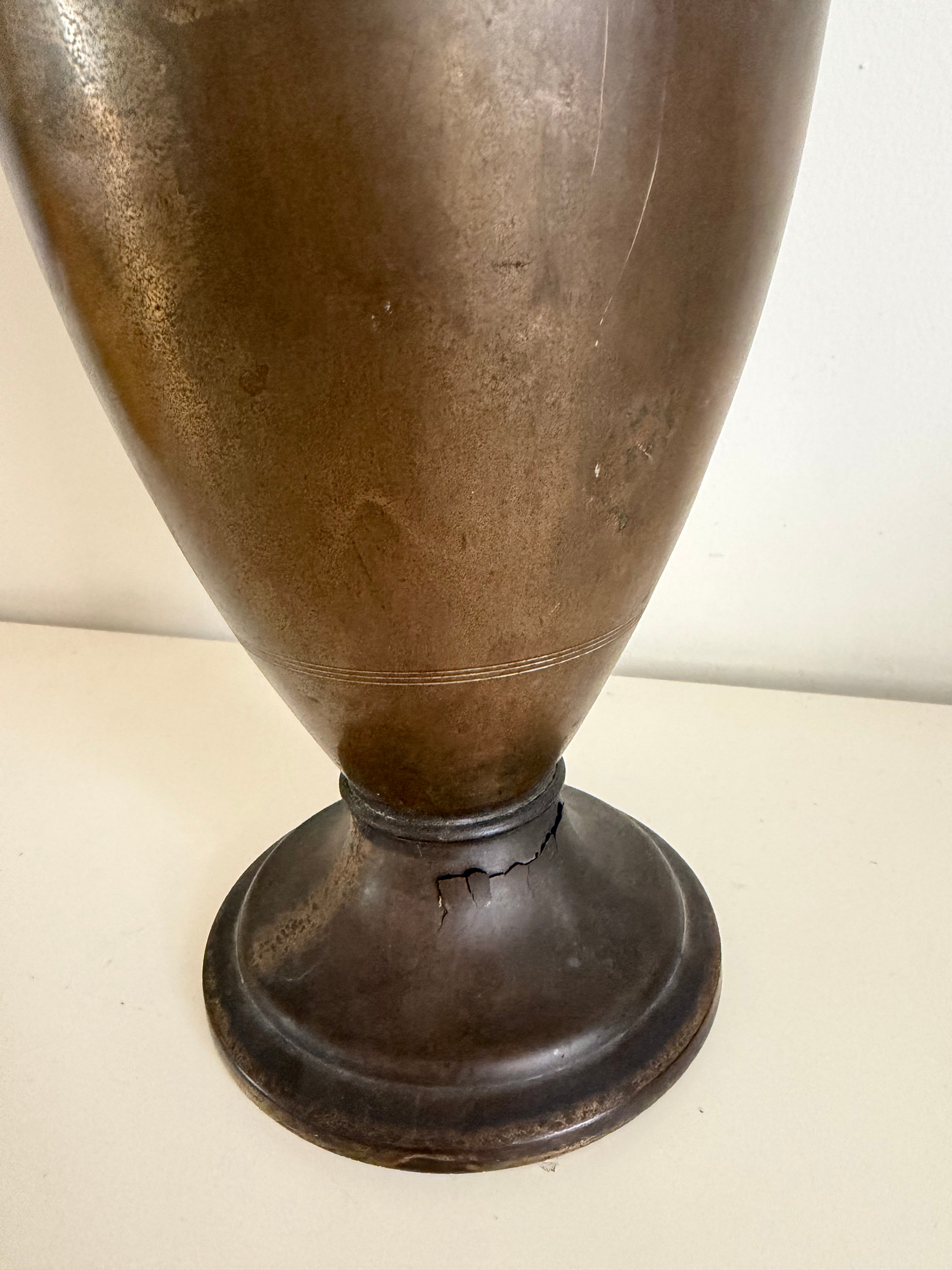 Art Deco vase metal — side angle