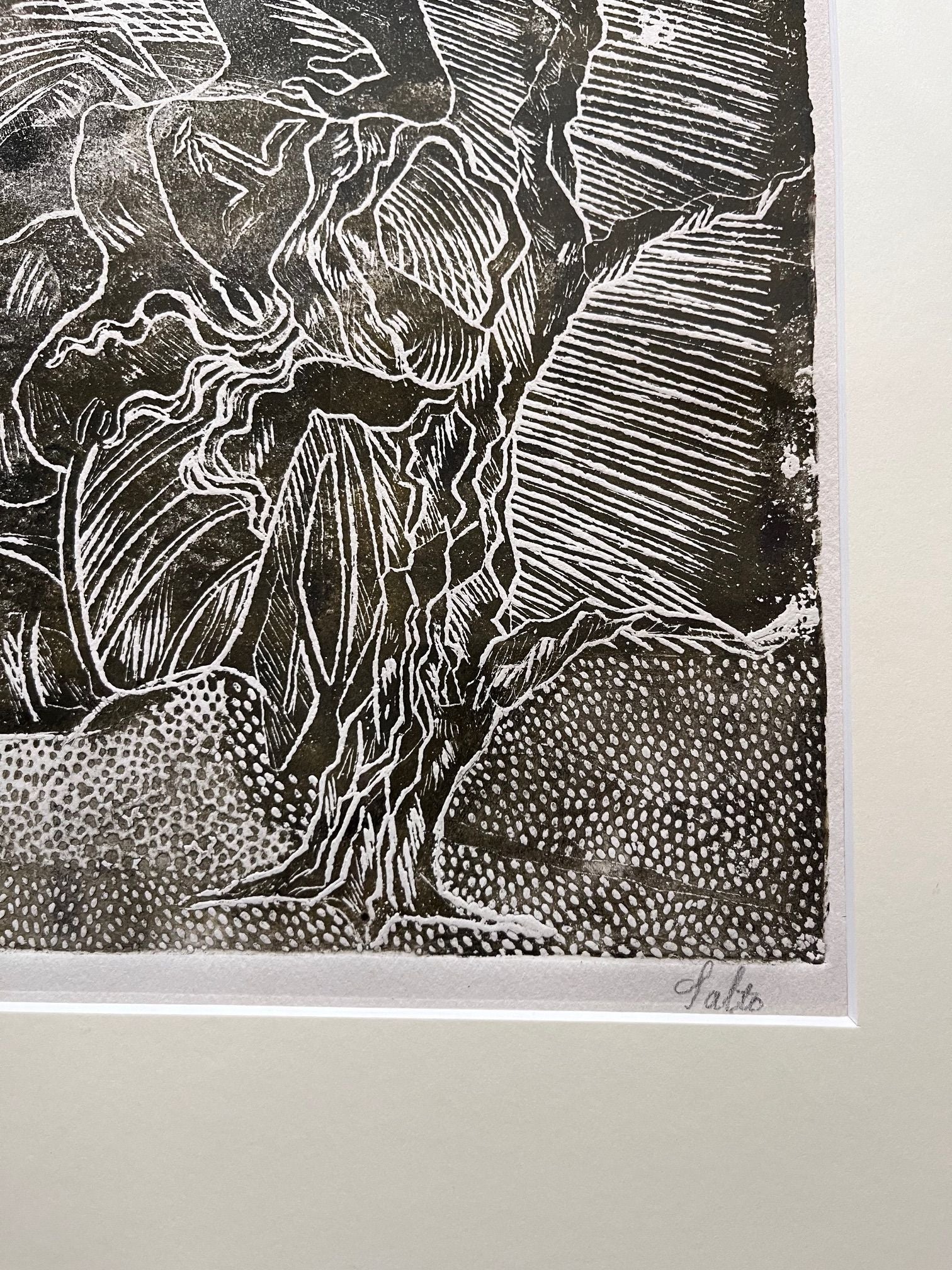 Axel Salto Original Woodcut circa 1930s — lifestyle setting