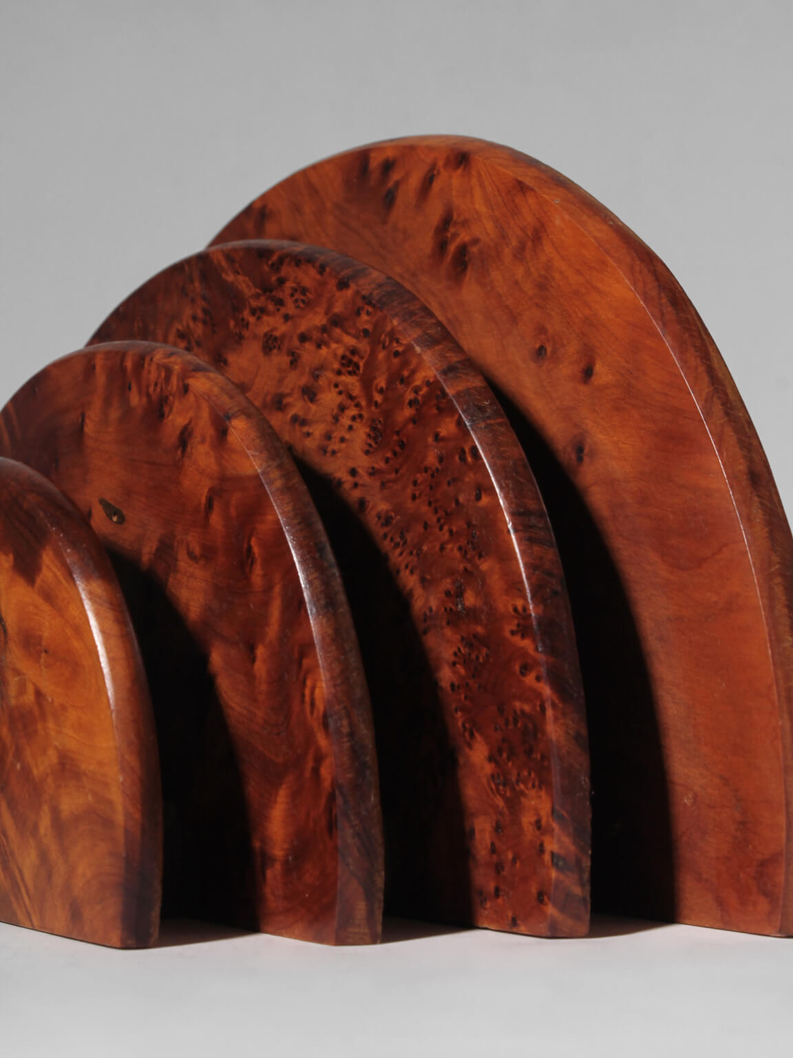 Art Deco Burl Wood Letter Holder — lifestyle setting