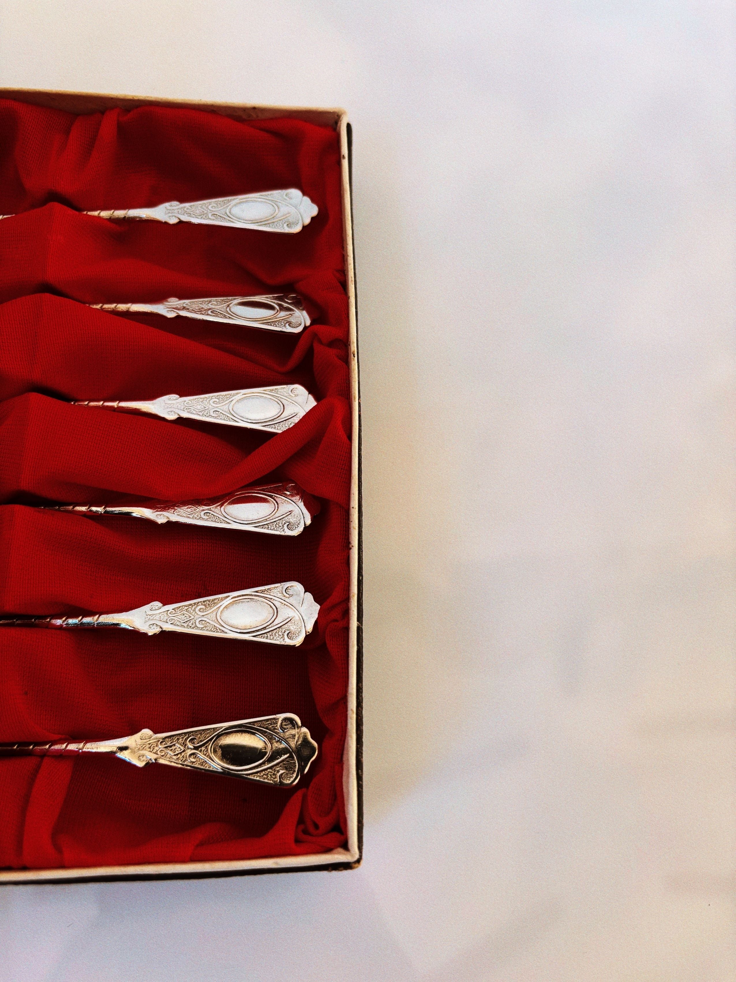 6 Silver Plated Tea Spoons, 1970's Poland — lifestyle setting