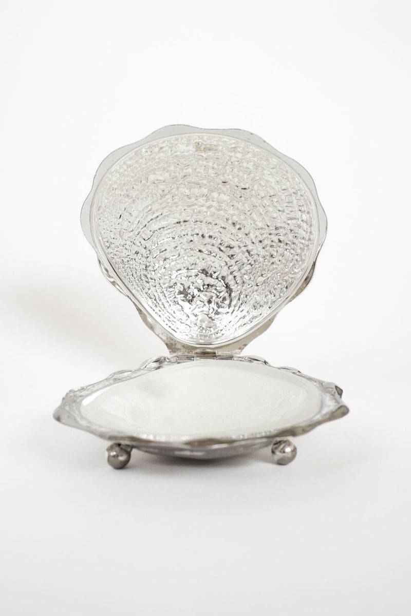 Large Shell Butter Dish by septembre studios | The Oblist — glass and silver finish