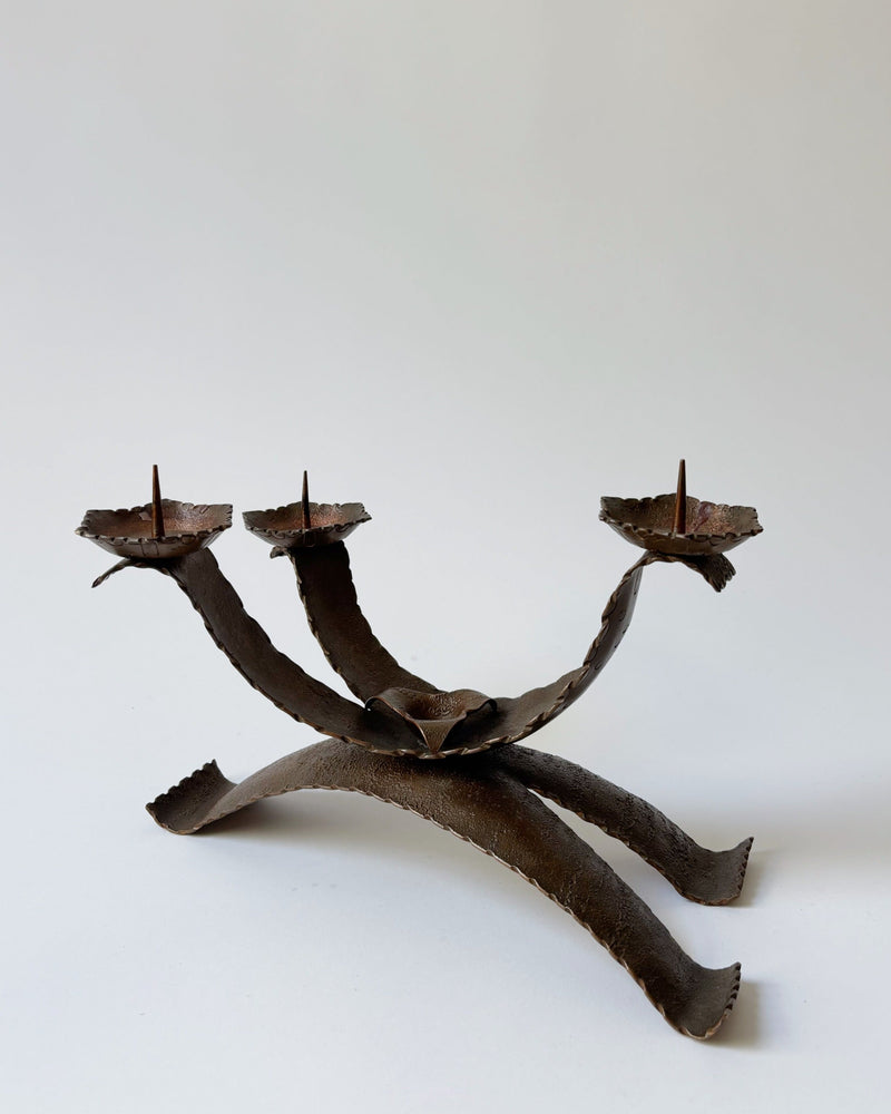 Large Metal Curved Artisan Candlestick, Poland by Huerto | The Oblist — handcrafted dark metal design