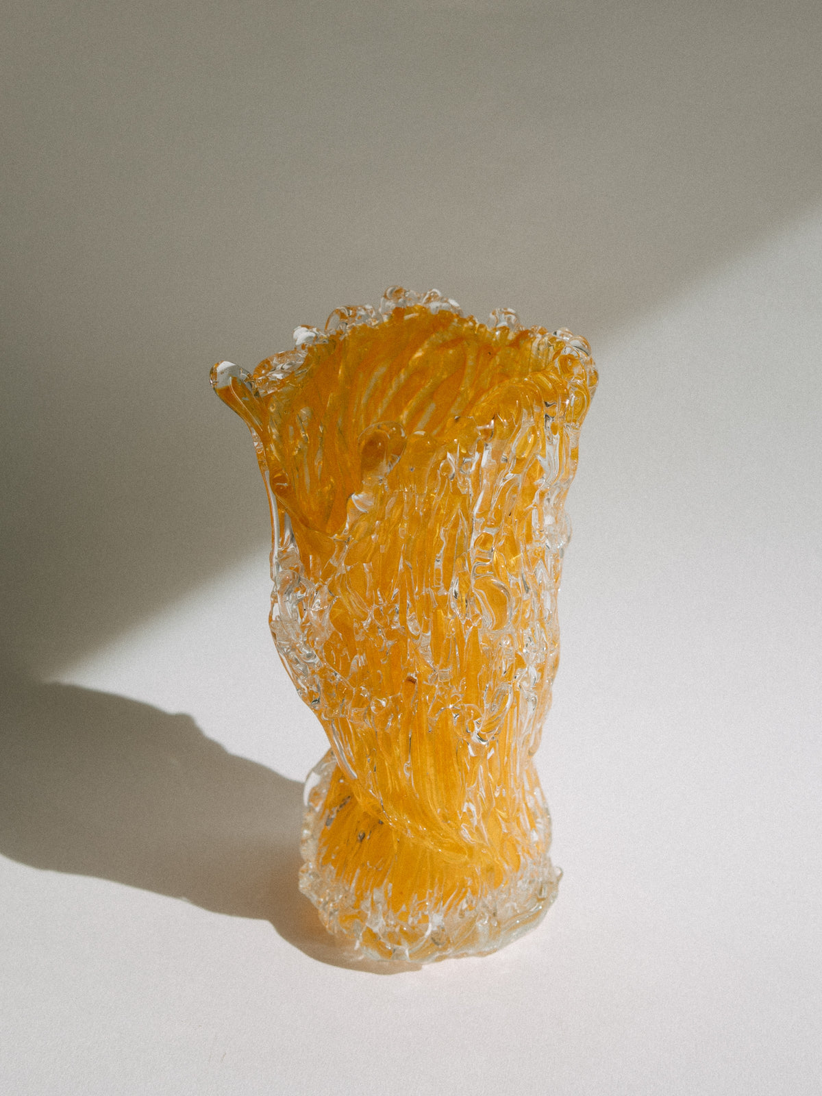Mihai Topescu Signed Studio Art Glass 'Overlaid Lattice' Vase in Clementine Orange — side angle