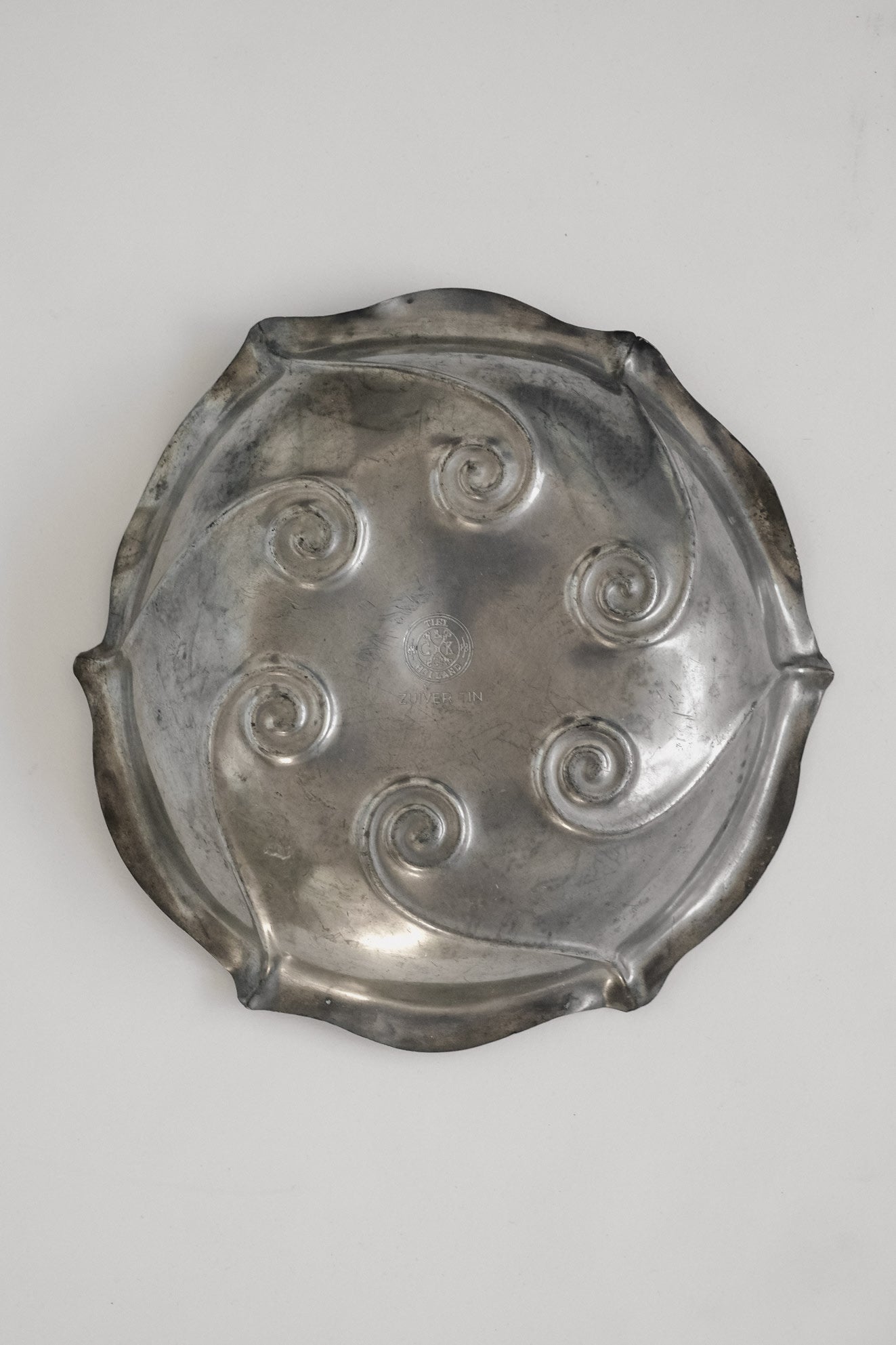 Elegant Art Nouveau Dutch Pewter Bowl — lifestyle setting