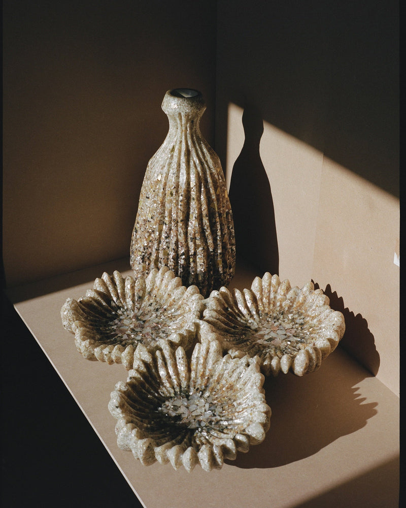 Spectacular 1960s French Cast Resin Sculptures by DIG IN JAPAN | The Oblist — gold and shell inclusion
