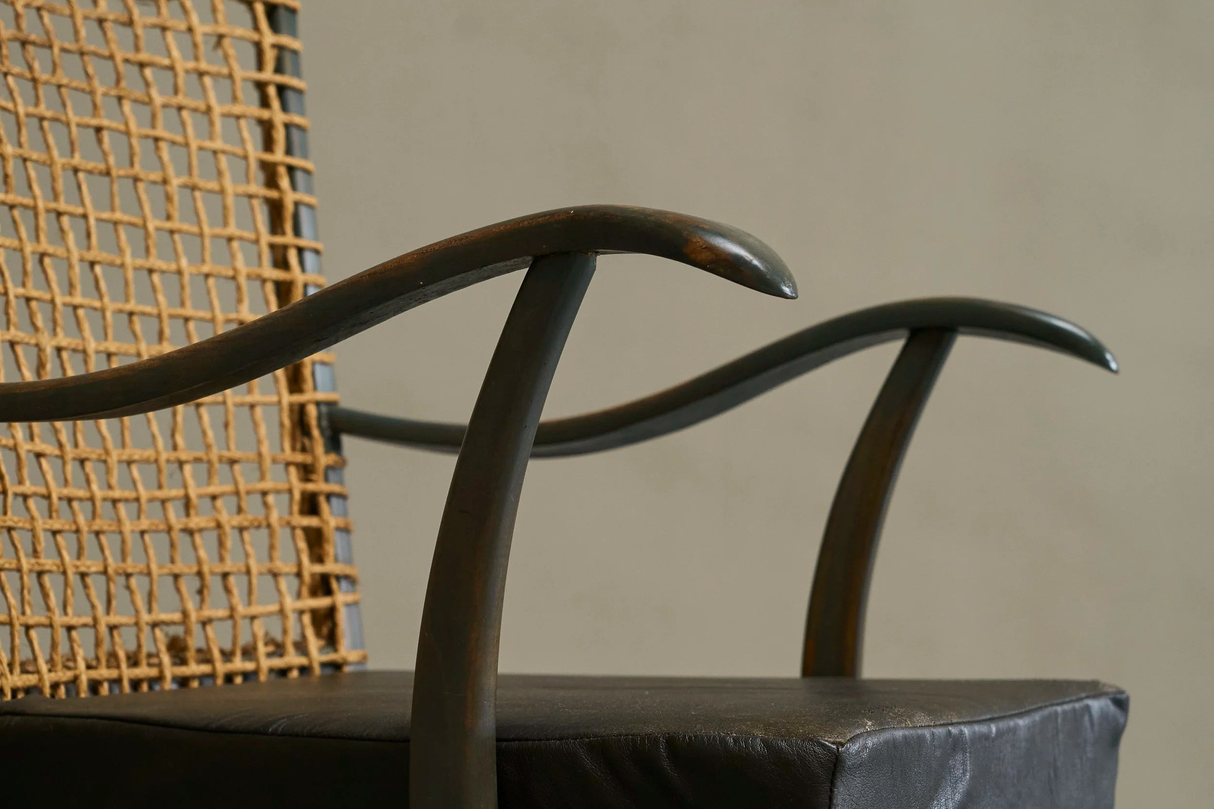 Bas van Pelt Lounge Chair in Solid Wood and Rope, The Netherlands, 1940s — lifestyle setting