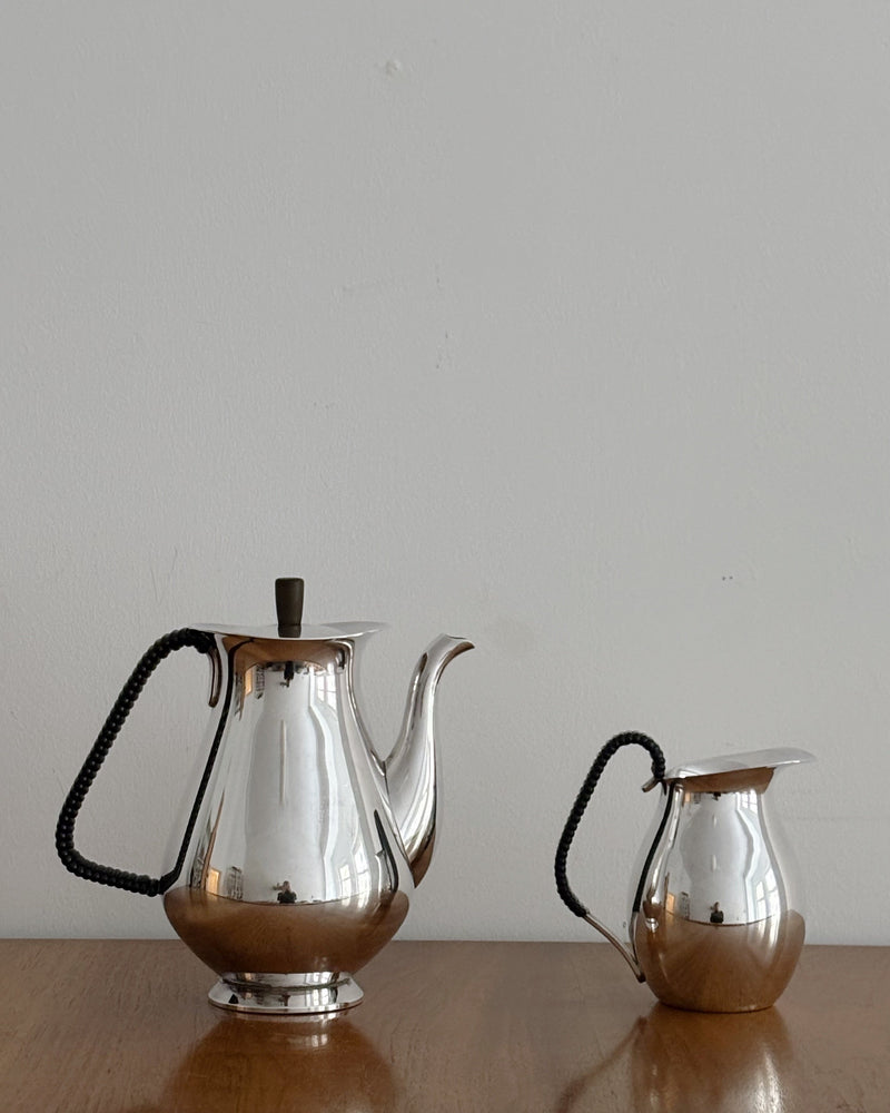Danish Silver Plated Coffee Set, 2-Piece by Huerto | The Oblist — vintage silver finish