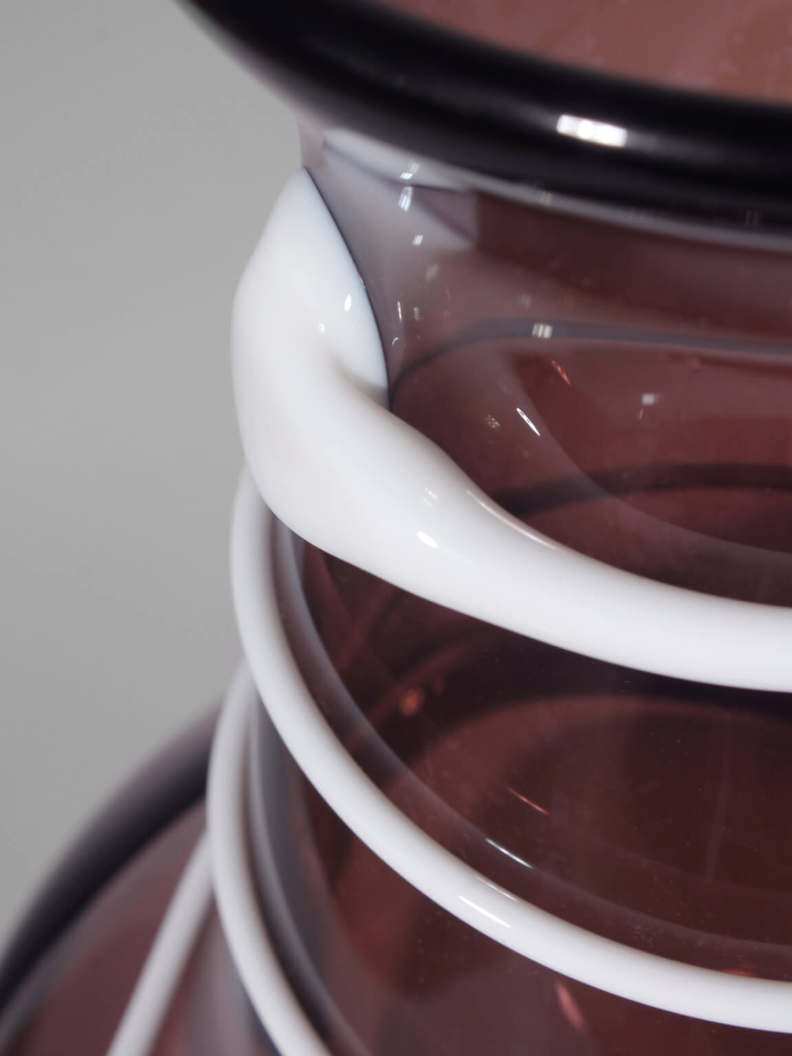 Monica Backström Massive Art Glass Vase In Burgundy And White, For Kosta Boda — side angle