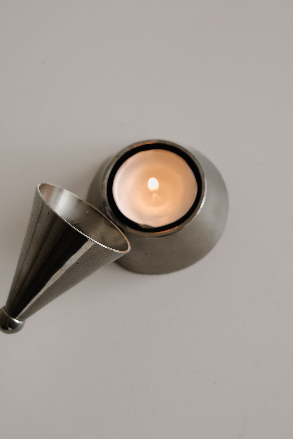 Stainless Steel Tealight Holder  — side angle