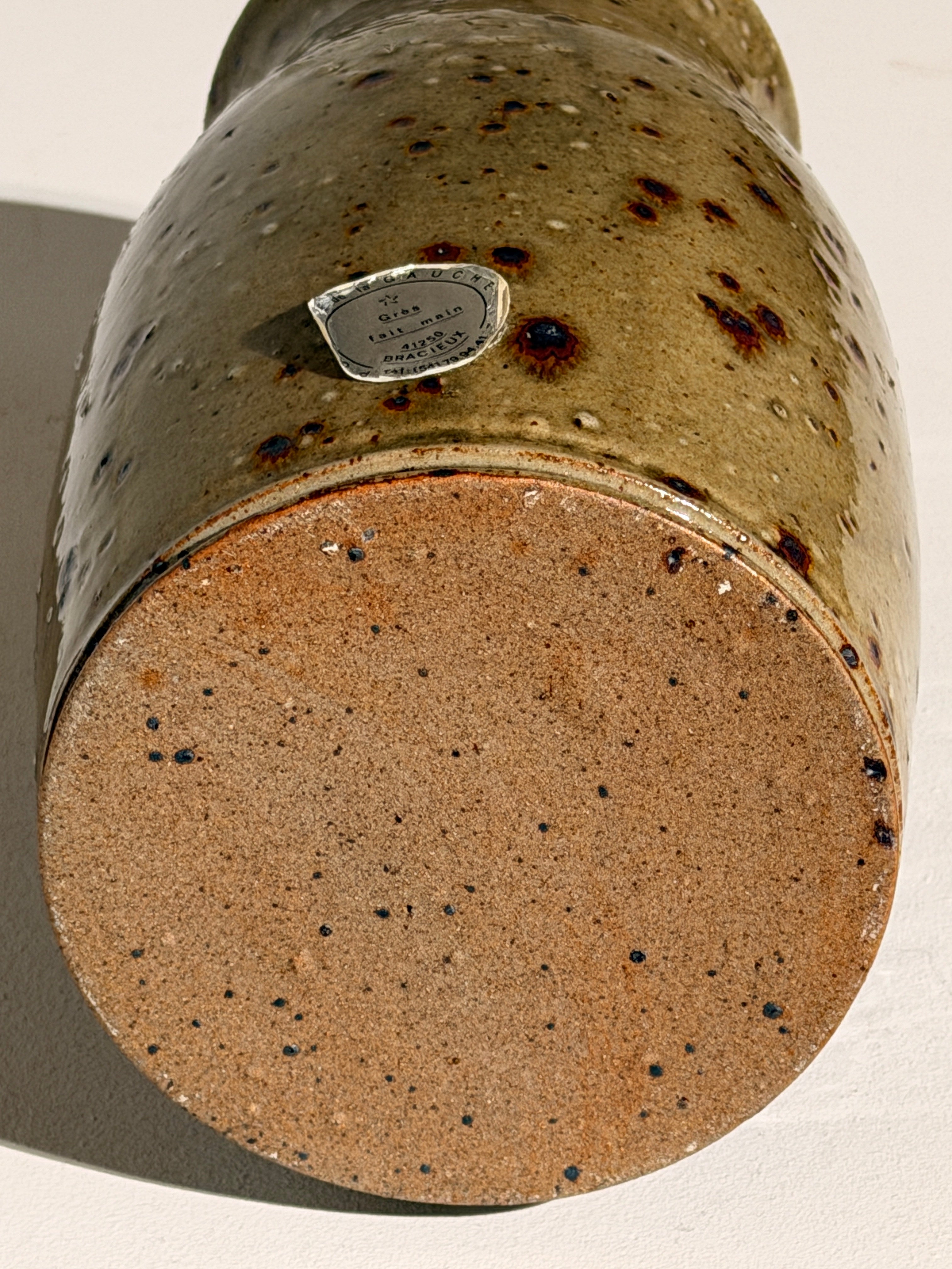 Large Glazed Stoneware Vase by Poterie de la Gauche, 1970 — back view showing earthy glaze and base texture