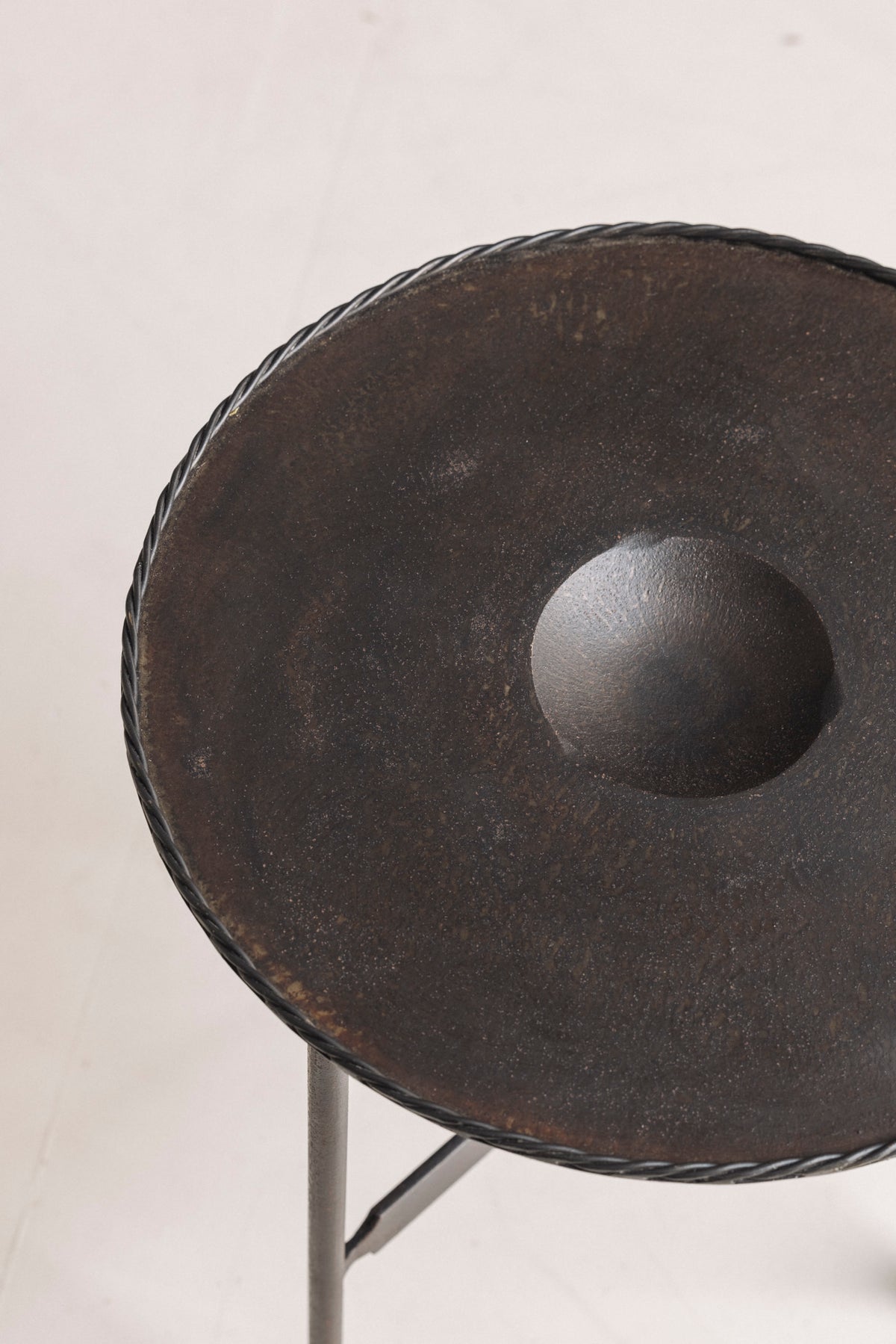 French Guéridon Side Table in Patinated Iron, 1940s. — in context
