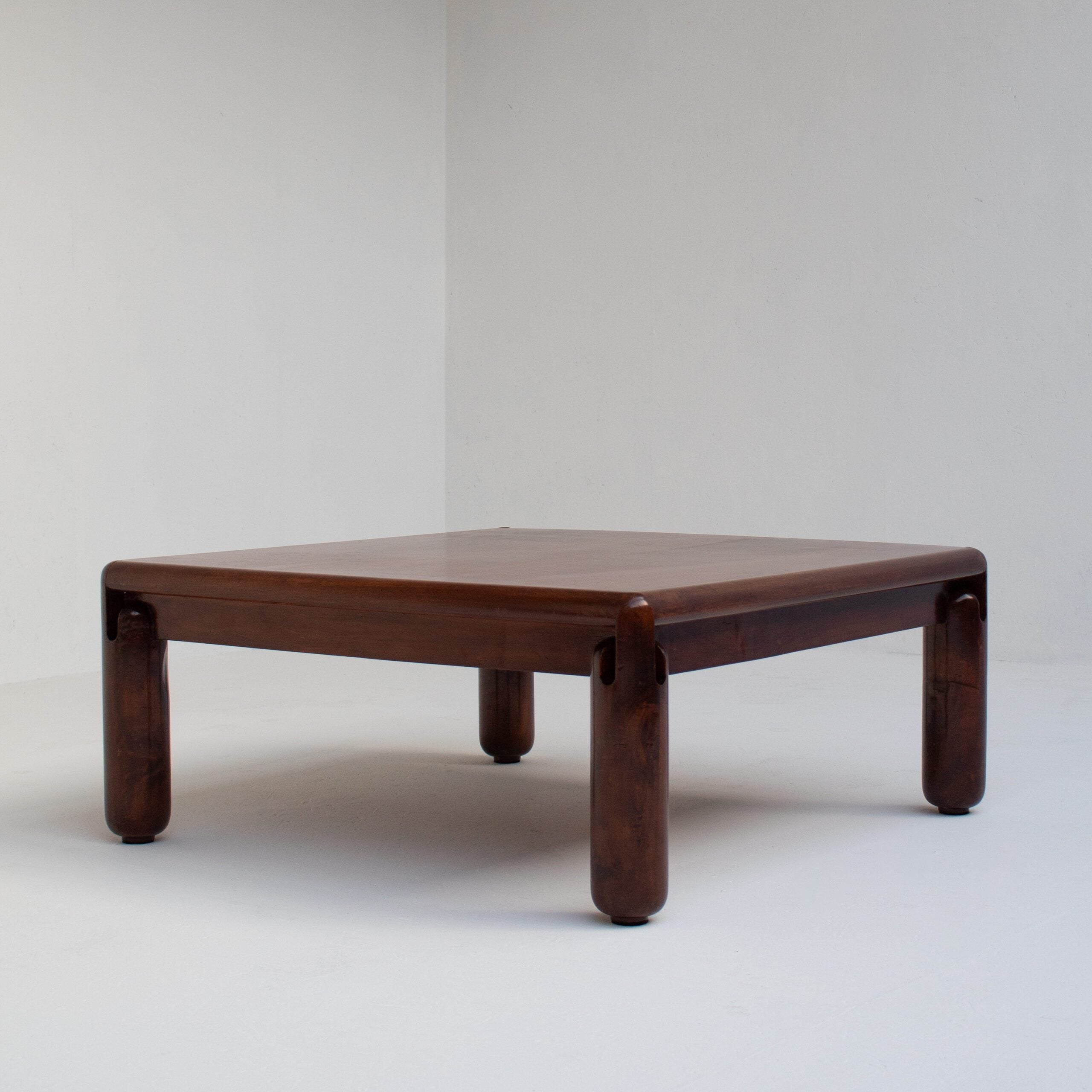 Vintage Solid Wood Coffee Table — top view showing rich brown finish
