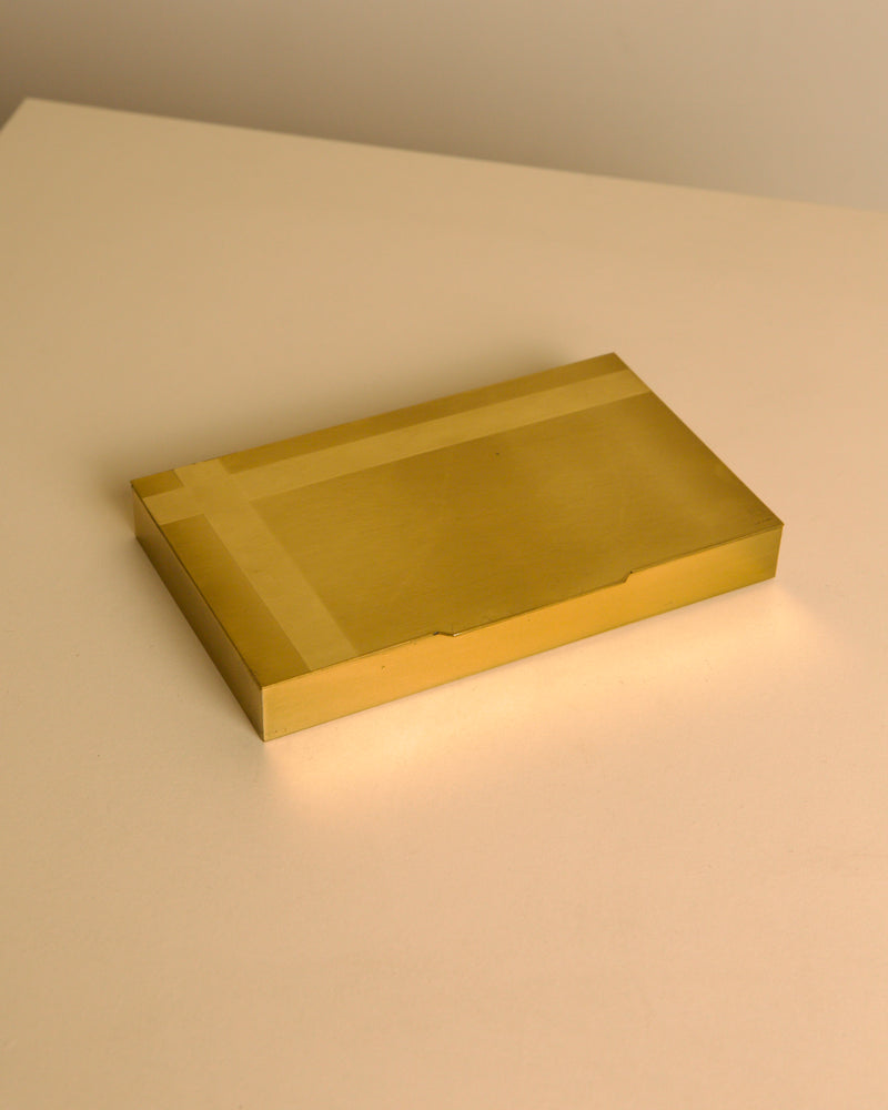Italian 60s brass and wood rectangular box by Treaptyque | The Oblist — brass finish, vintage design