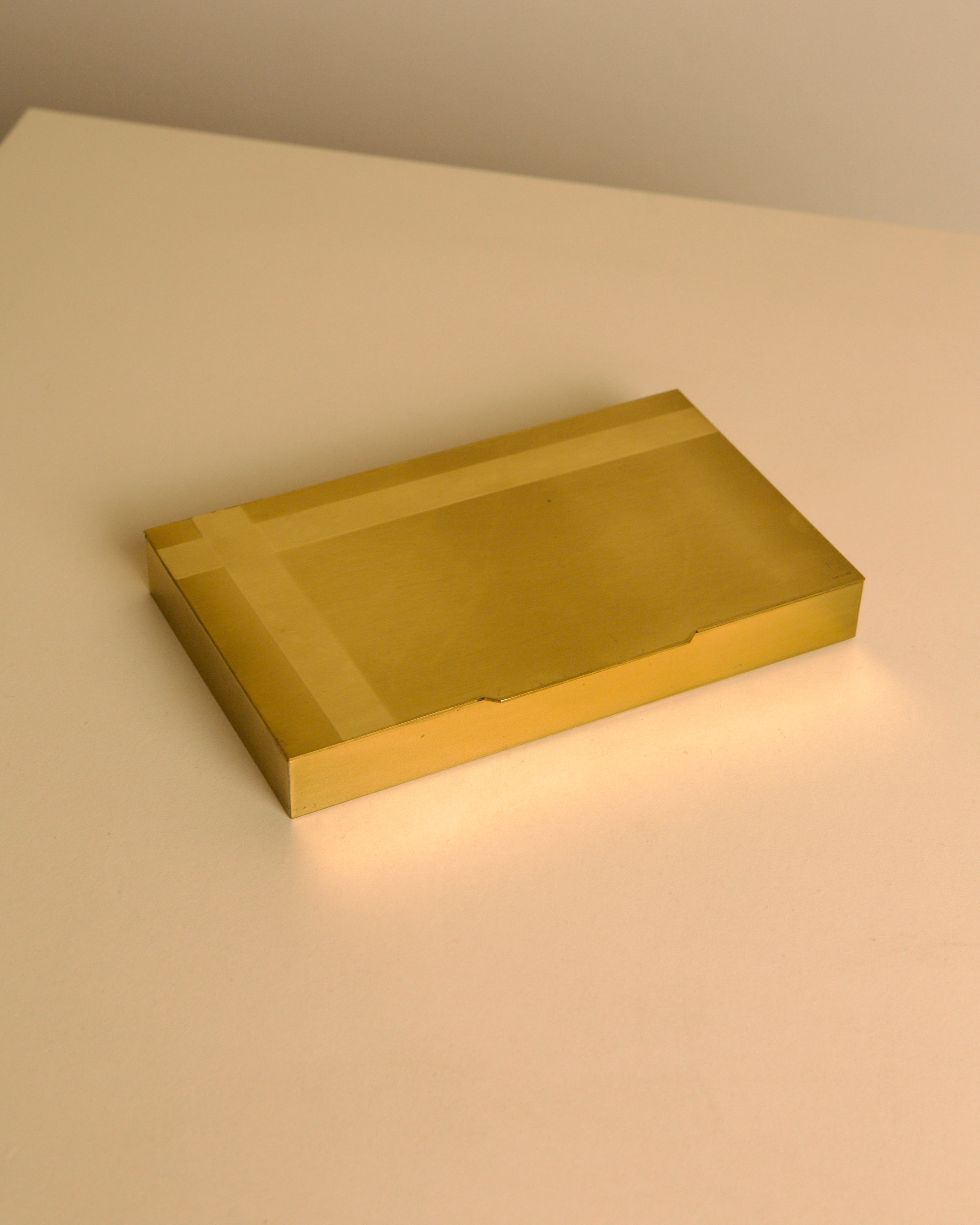 Italian 60s brass and wood rectangular box by Treaptyque | The Oblist — brass finish, vintage design