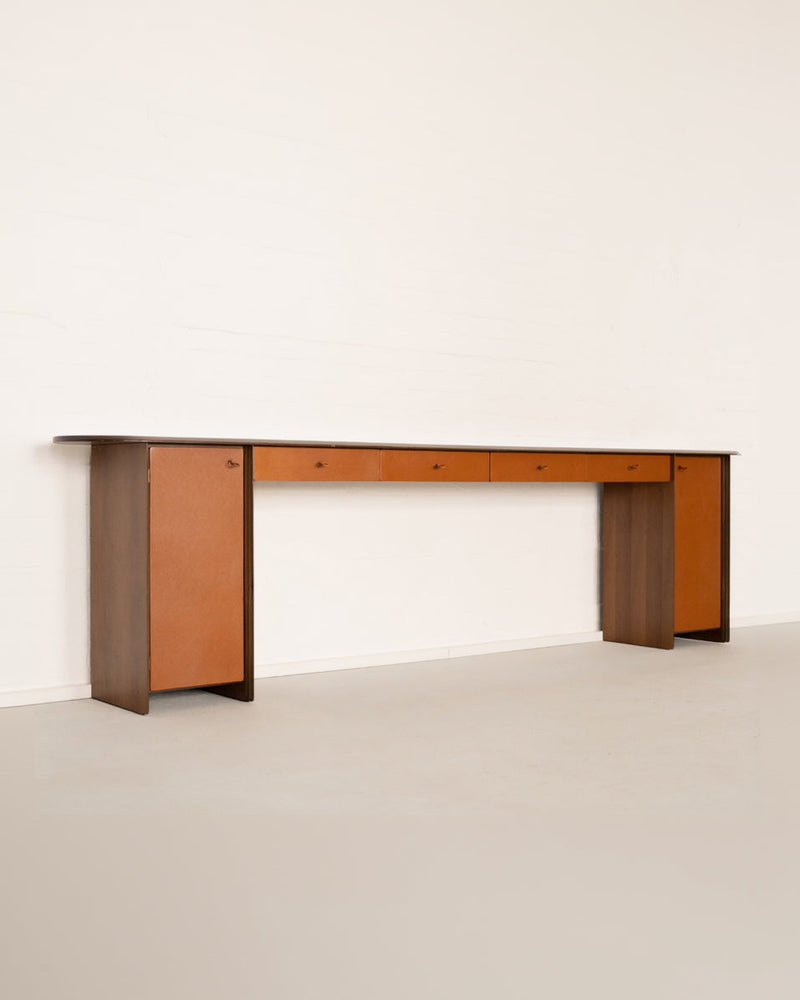 Artona Console by Afra & Tobia Scarpa for Maxalto | The Oblist — wood and leather finish