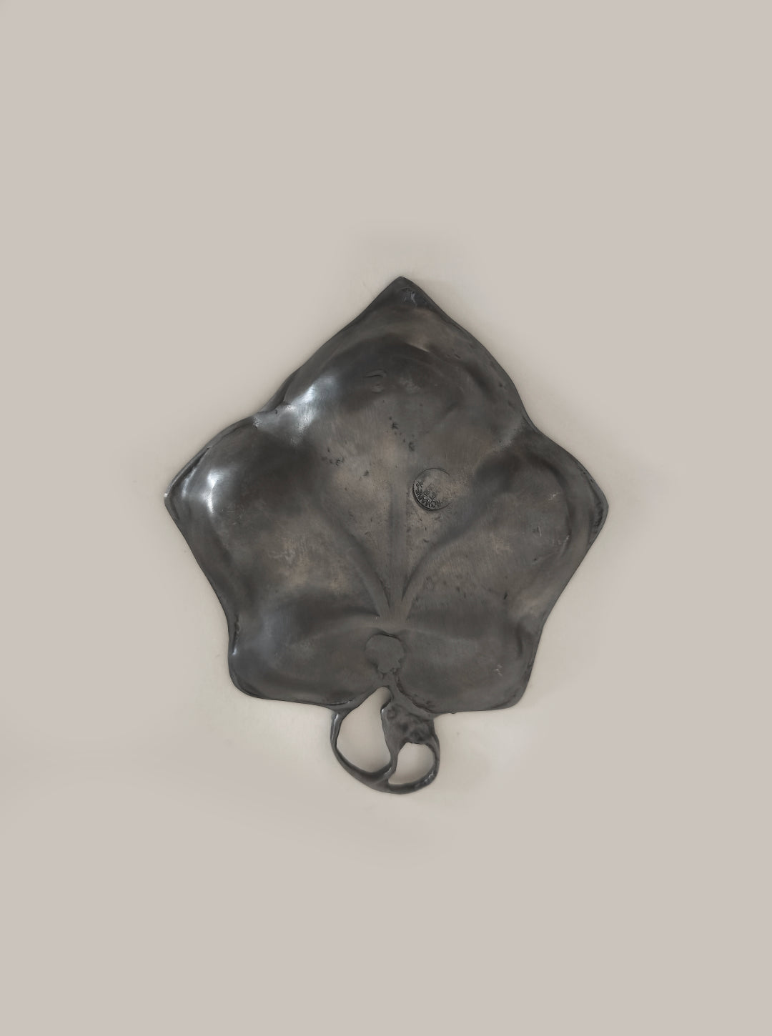 Pewter Leaf Vide Poche — top view of handcrafted pewter dish
