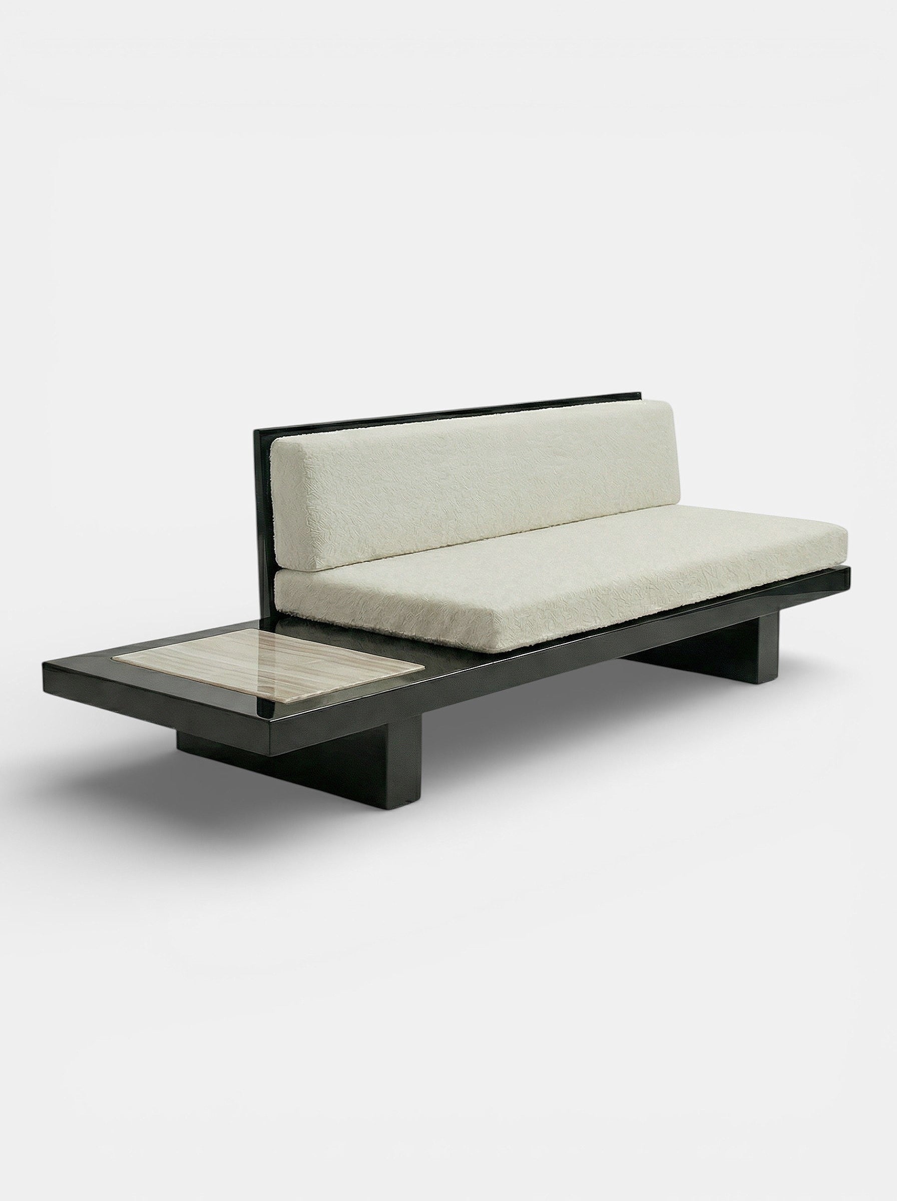 Phoebe Black And Ivory Onyx Bench — close-up