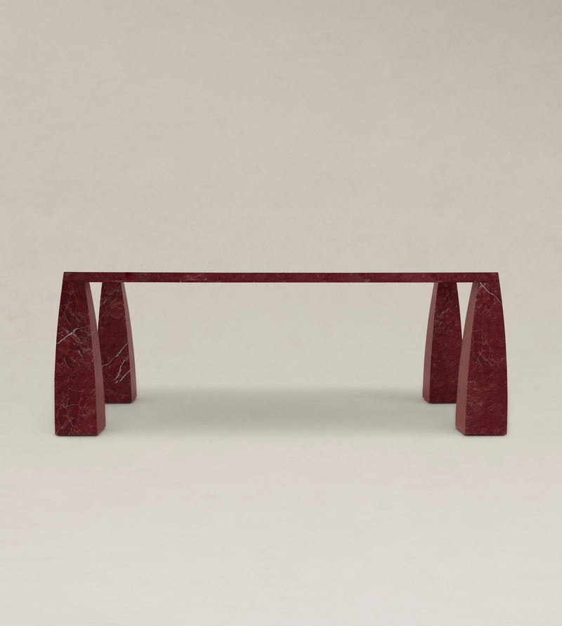 Khram Dining Table by AÈDE Studios | The Oblist — red marble, modern design