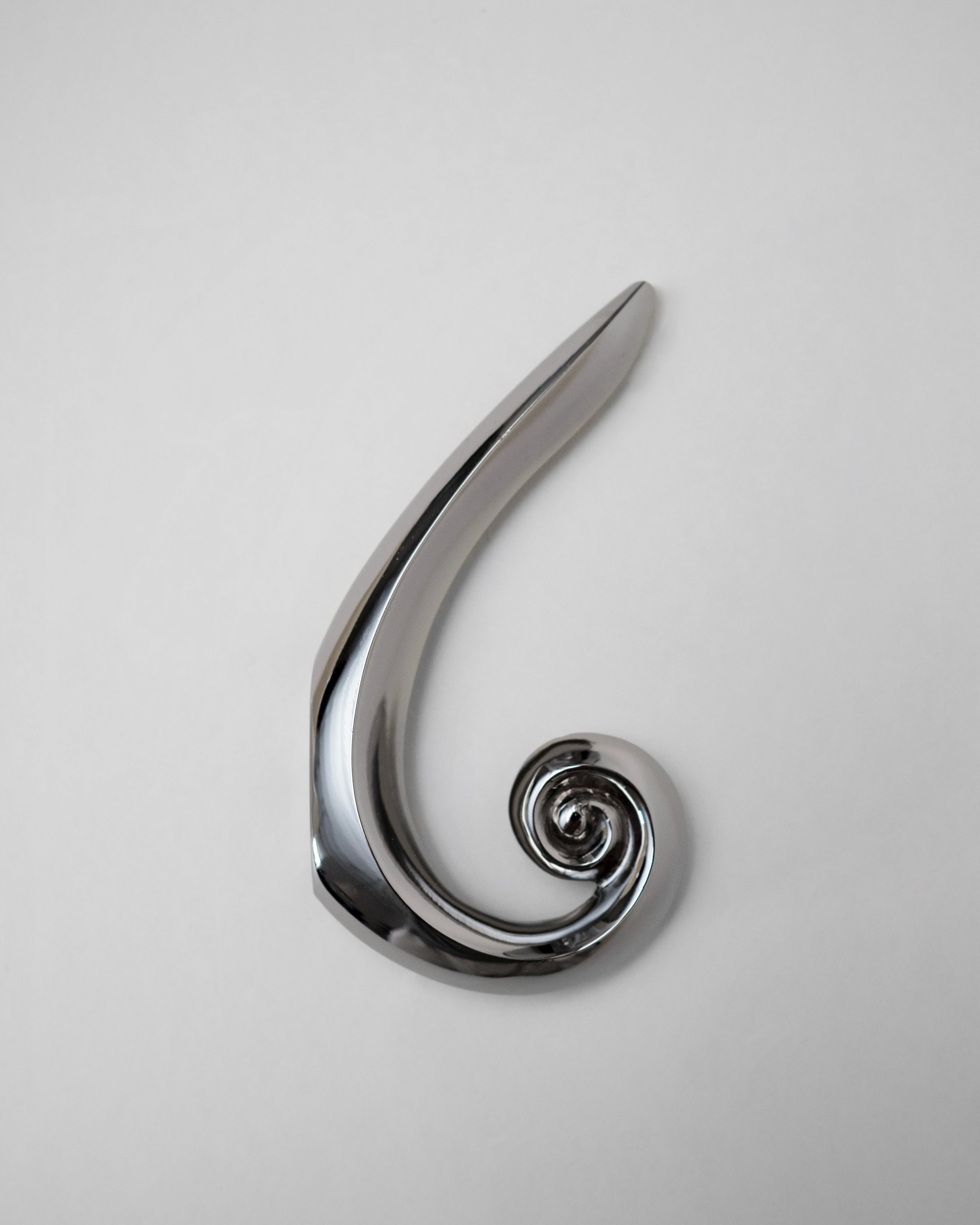 Noelle Hook - Titanium — top view of polished titanium finish