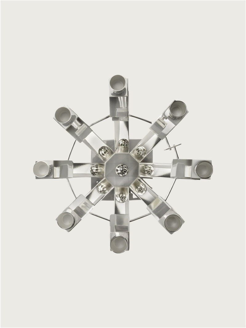 Silver plated 8-arm Candelabra — top view highlighting candle holders