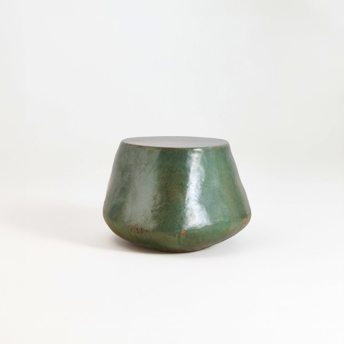 artisanal Ceramic Coffee Table in green — close-up