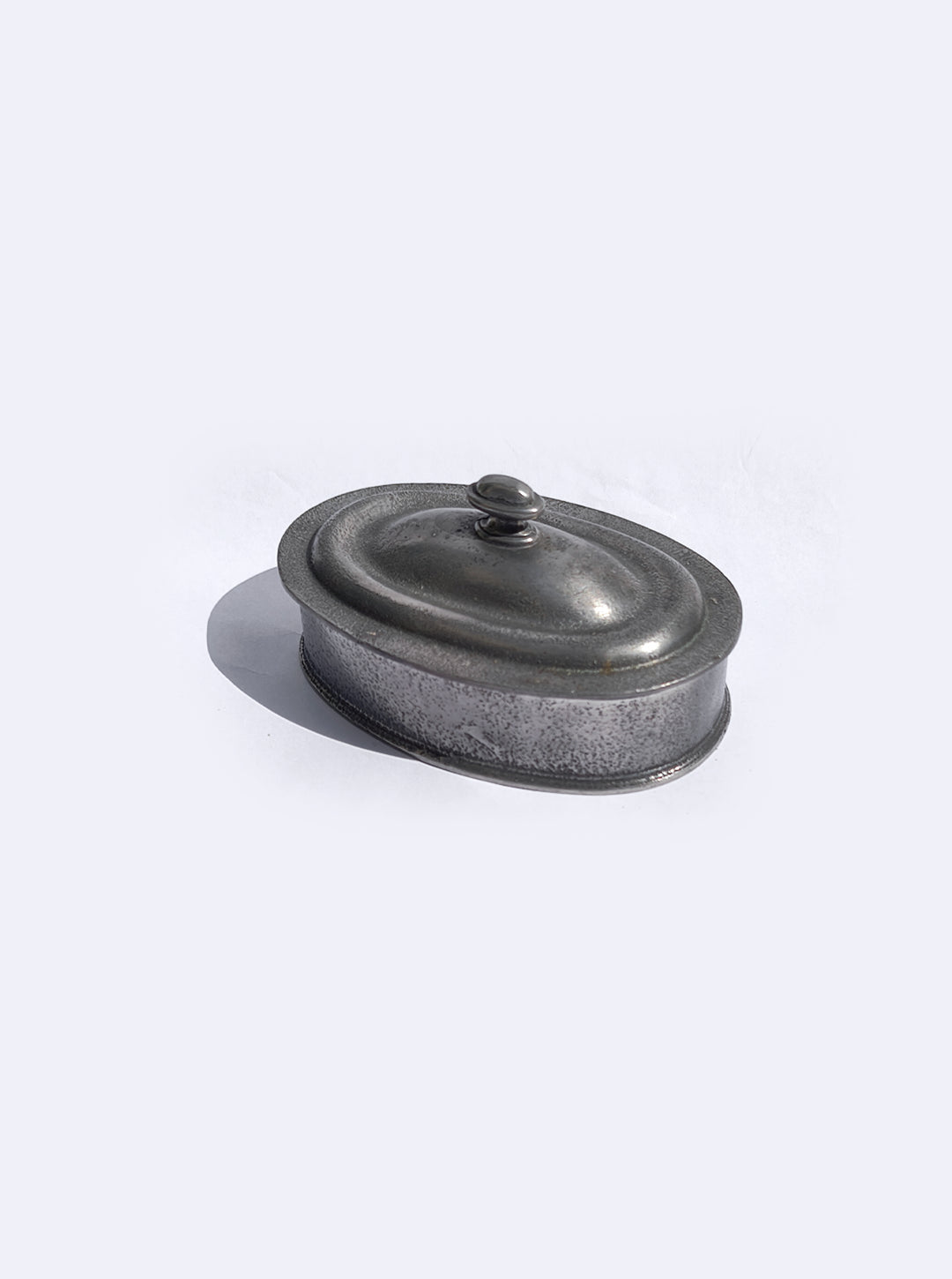 Pewter Oval Box — close-up