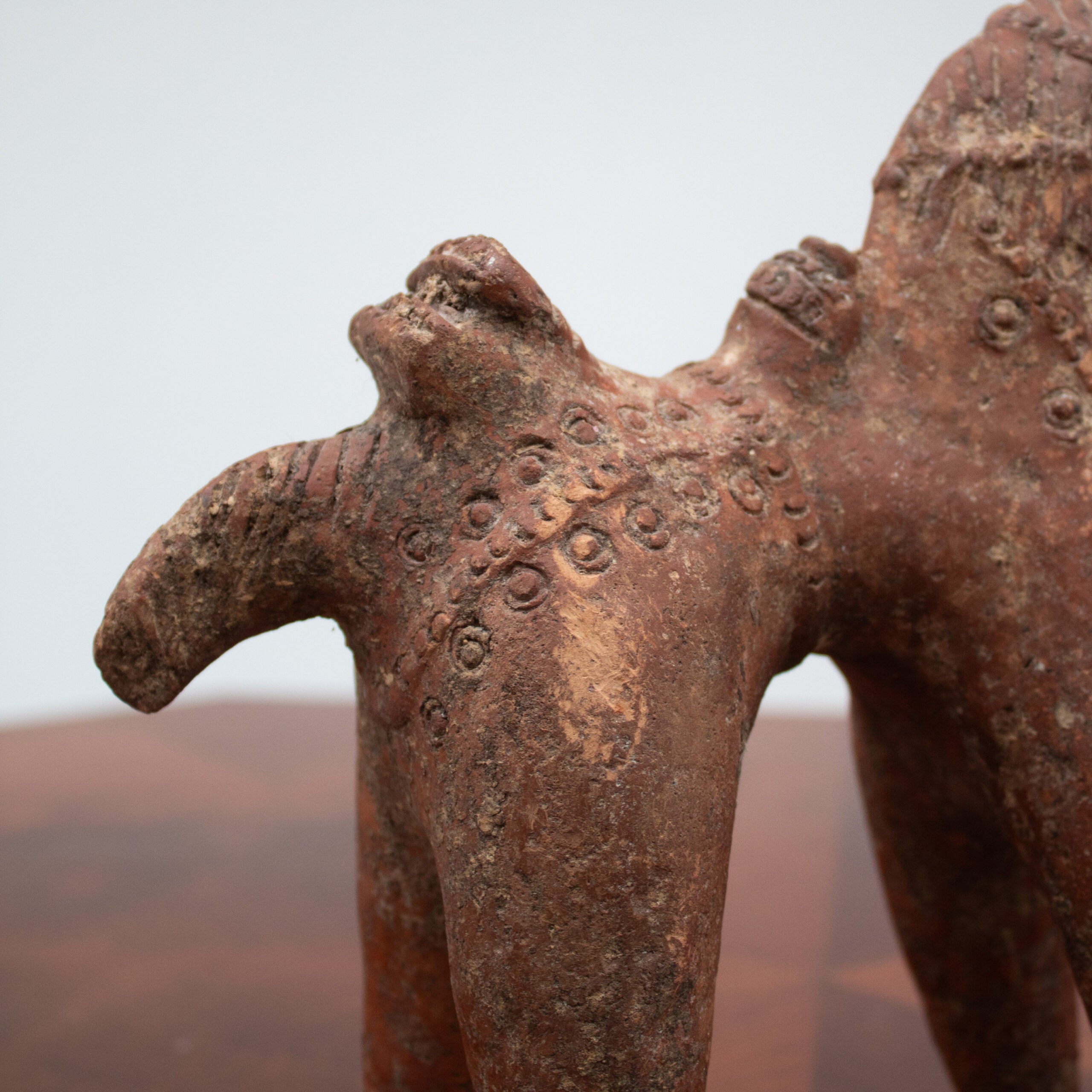 Terracotta Horse Sculpture with Geometric Decoration — alternate view