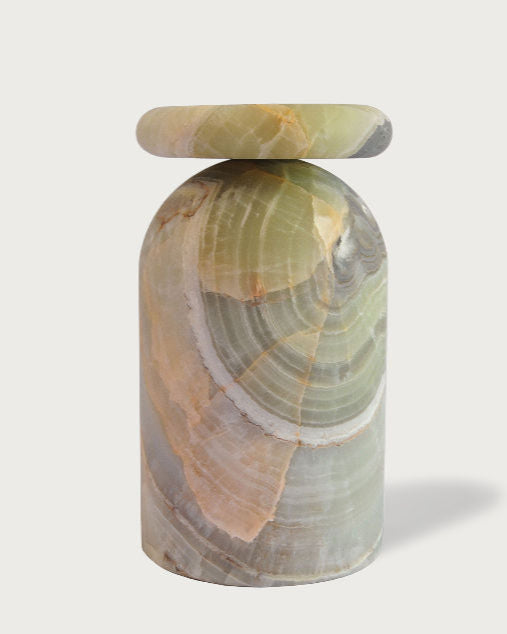 Cult Stool/ Side Table, Marble or Onyx — detail view