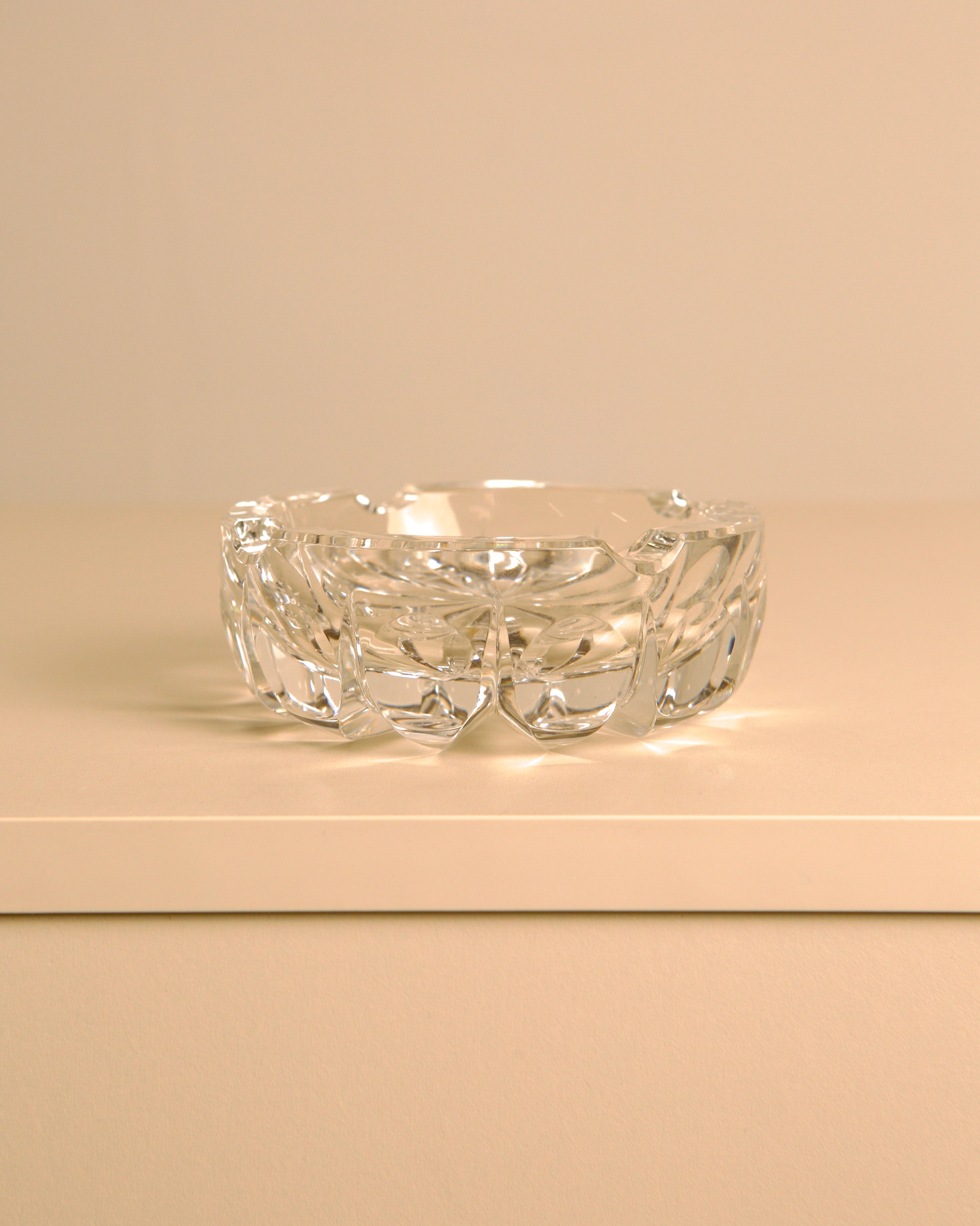 "Ambassadeur" clear crystal ashtray by Saint-Louis, 1970s — side angle